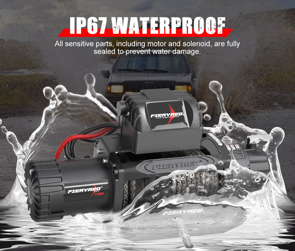 13000LBS 12V Synthetic Rope Electric Winch - Sunyee