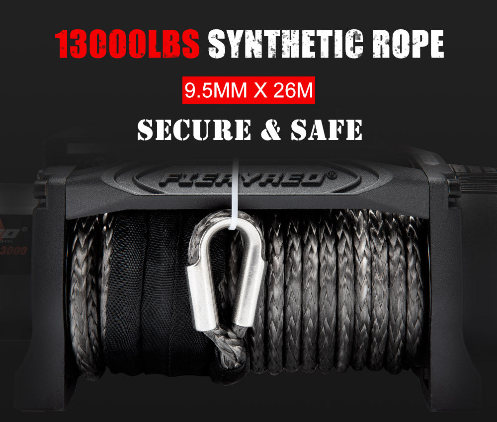 13000LBS 12V Synthetic Rope Electric Winch - Sunyee