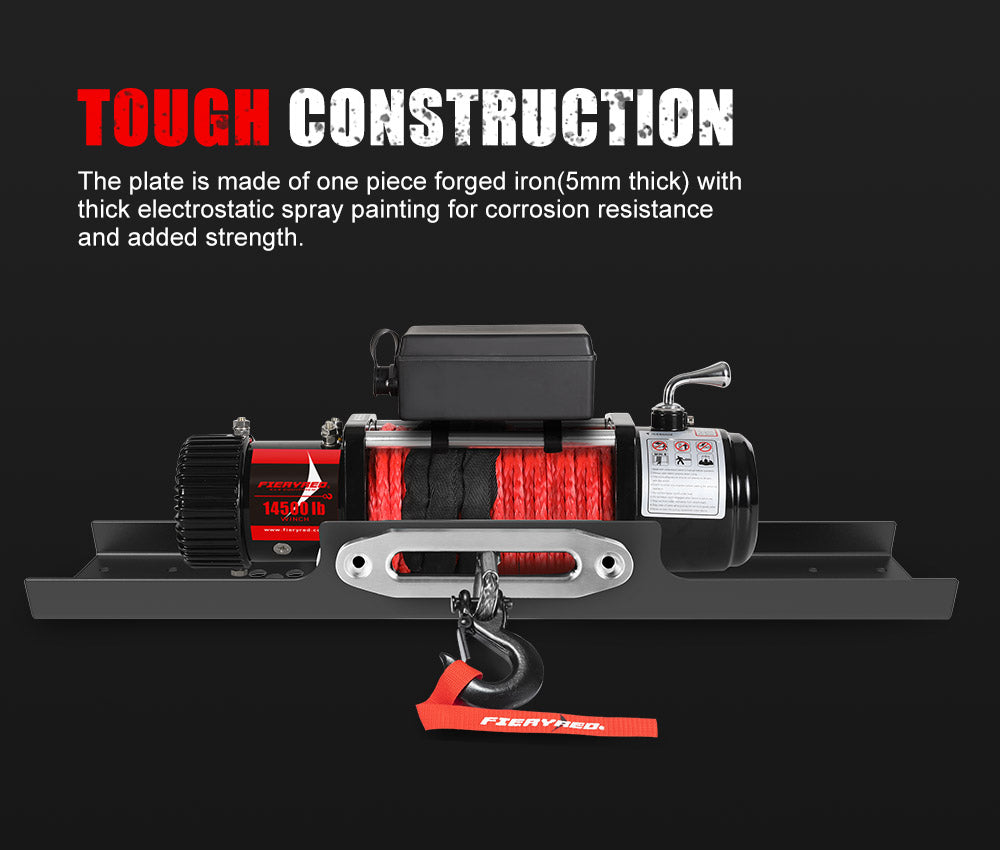 Fieryred 14500LBS 12V Synthetic Rope Electric Winch with Cradle - Sunyee