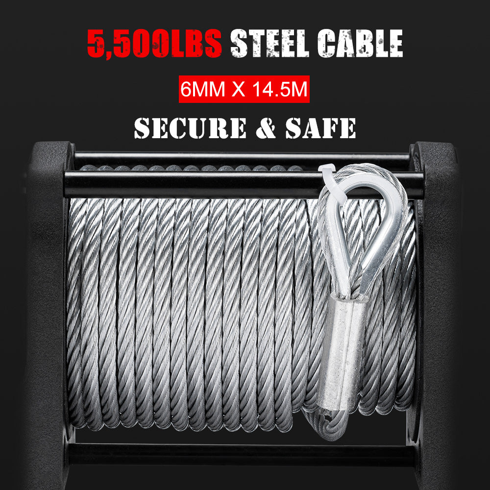 FIERYRED 12V 5500LBS Steel Cable Electric Winch - Sunyee