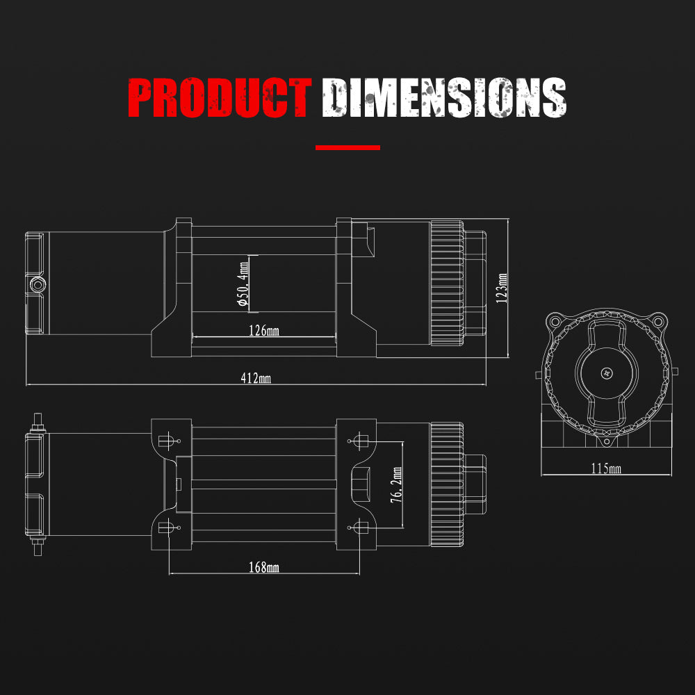 FIERYRED 12V 5500LBS Steel Cable Electric Winch - Sunyee