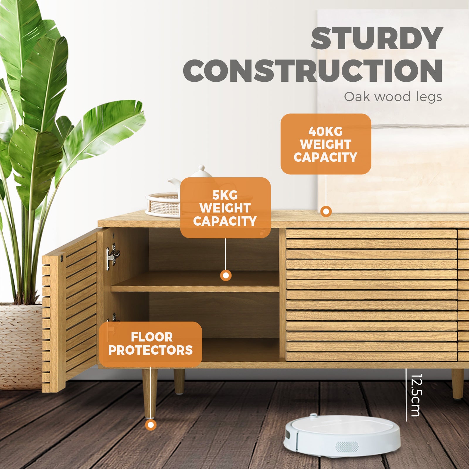 Oikiture TV Cabinet Entertainment Unit Stand Storage Unique Door Furniture 160CM - Sunyee