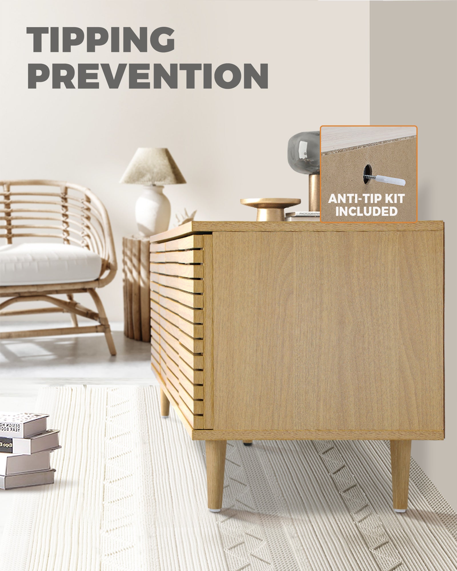 Oikiture TV Cabinet Entertainment Unit Stand Storage Unique Door Furniture 160CM - Sunyee