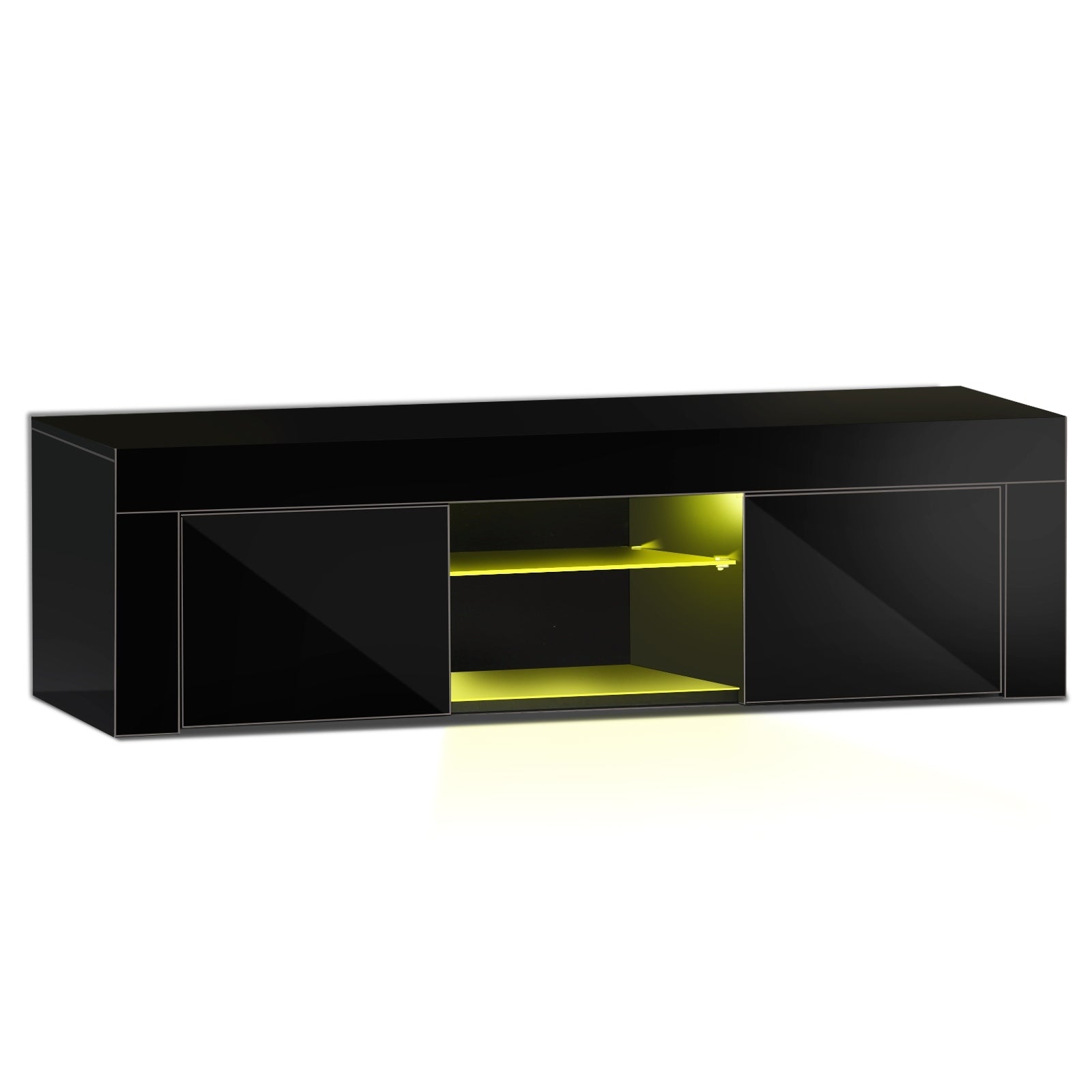 Oikiture TV Cabinet Entertainment Unit Stand LED RGB Gloss Storage Furniture - Sunyee
