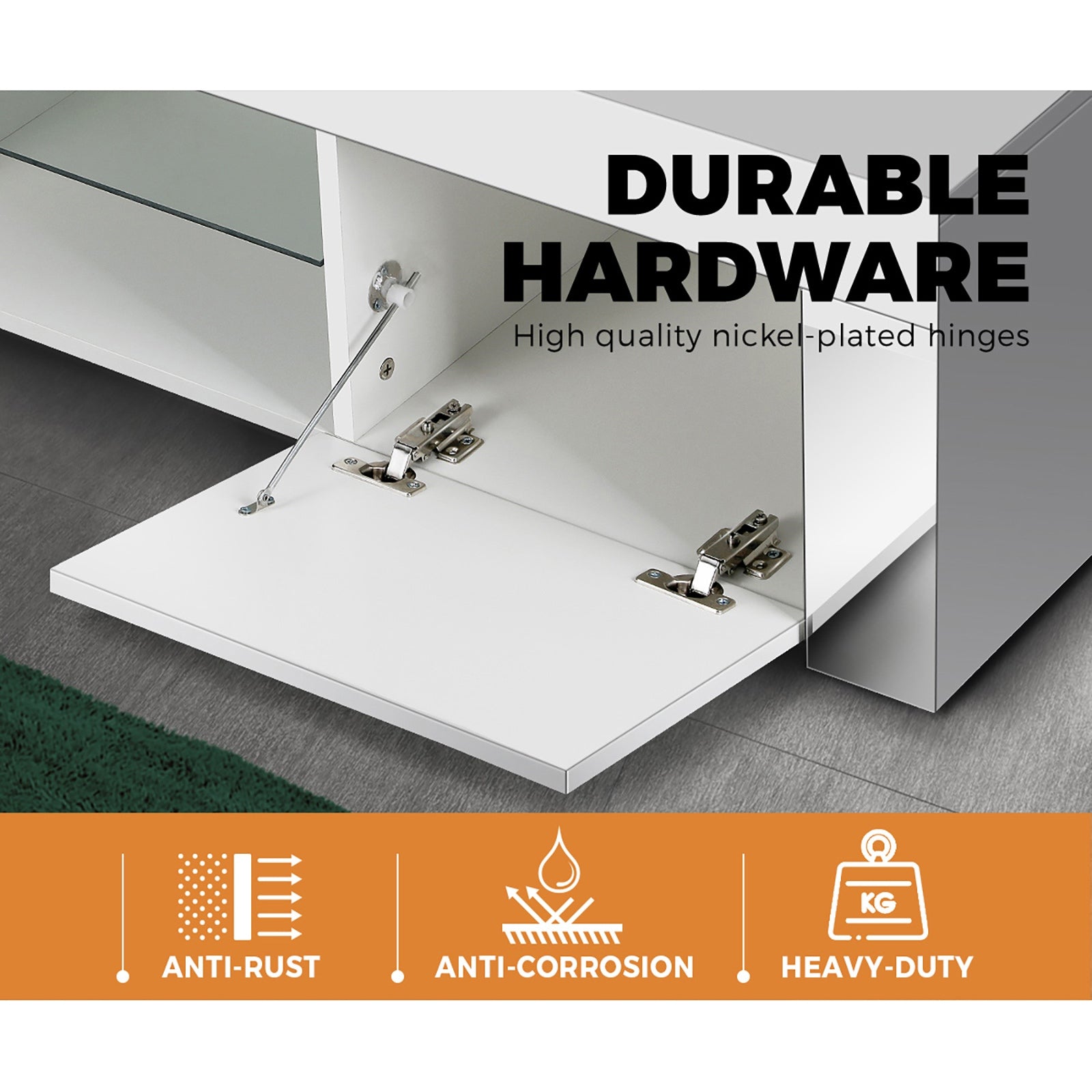 Oikiture TV Cabinet Entertainment Unit Stand RGB LED Gloss Furniture 130cm - Sunyee