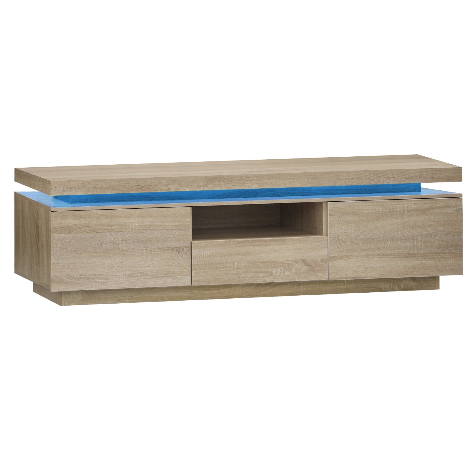 Oikiture TV Cabinet Entertainment Unit Stand RGB LED Storage Drawer Furniture - Sunyee