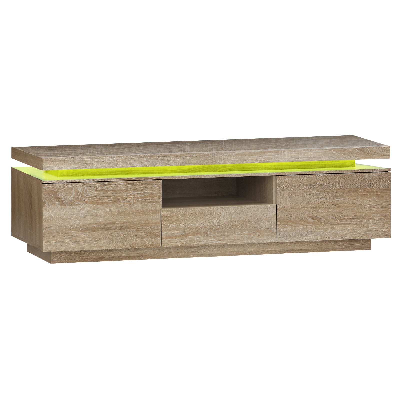 Oikiture TV Cabinet Entertainment Unit Stand RGB LED Furniture Wooden Shelf - Sunyee