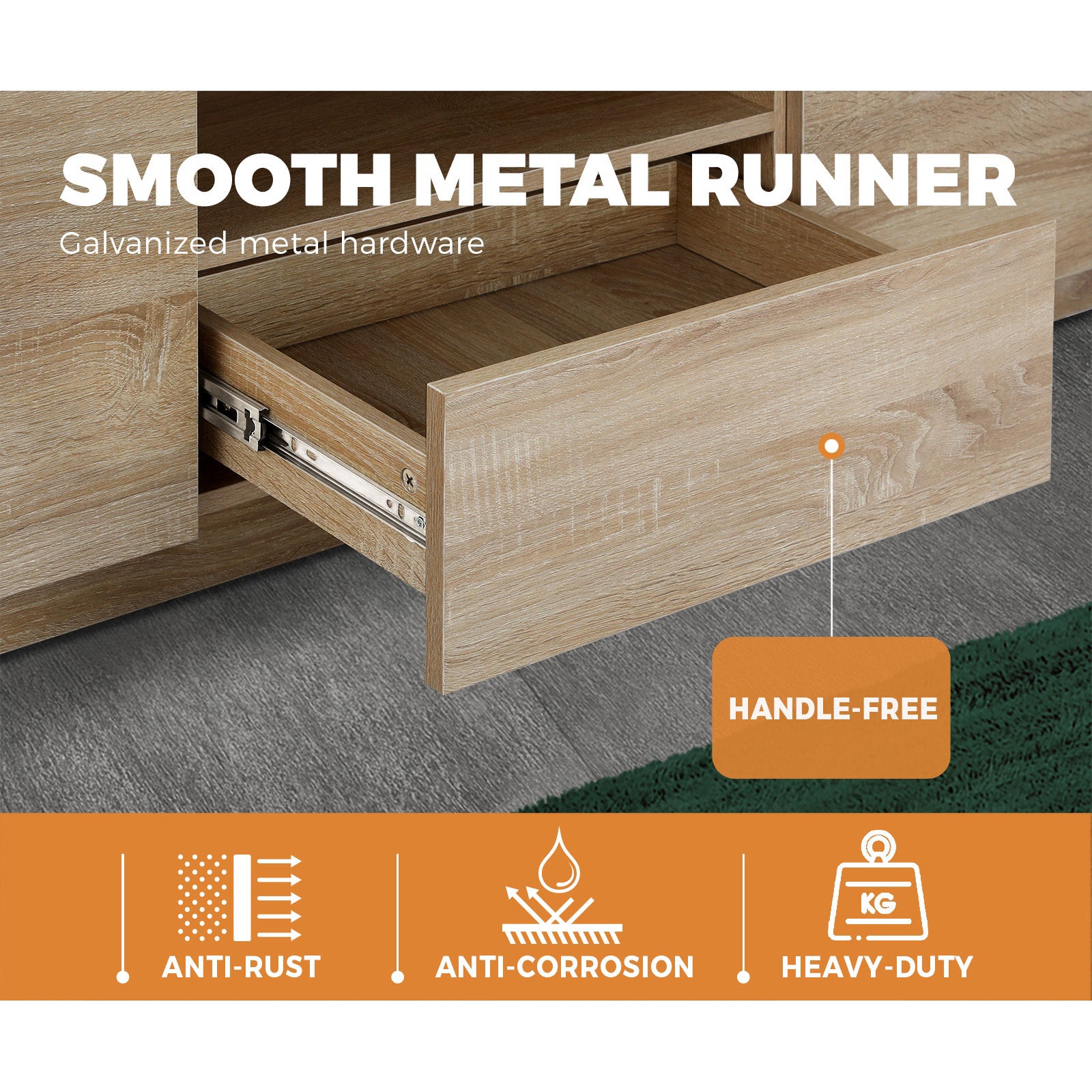 Oikiture TV Cabinet Entertainment Unit Stand RGB LED Furniture Wooden Shelf - Sunyee