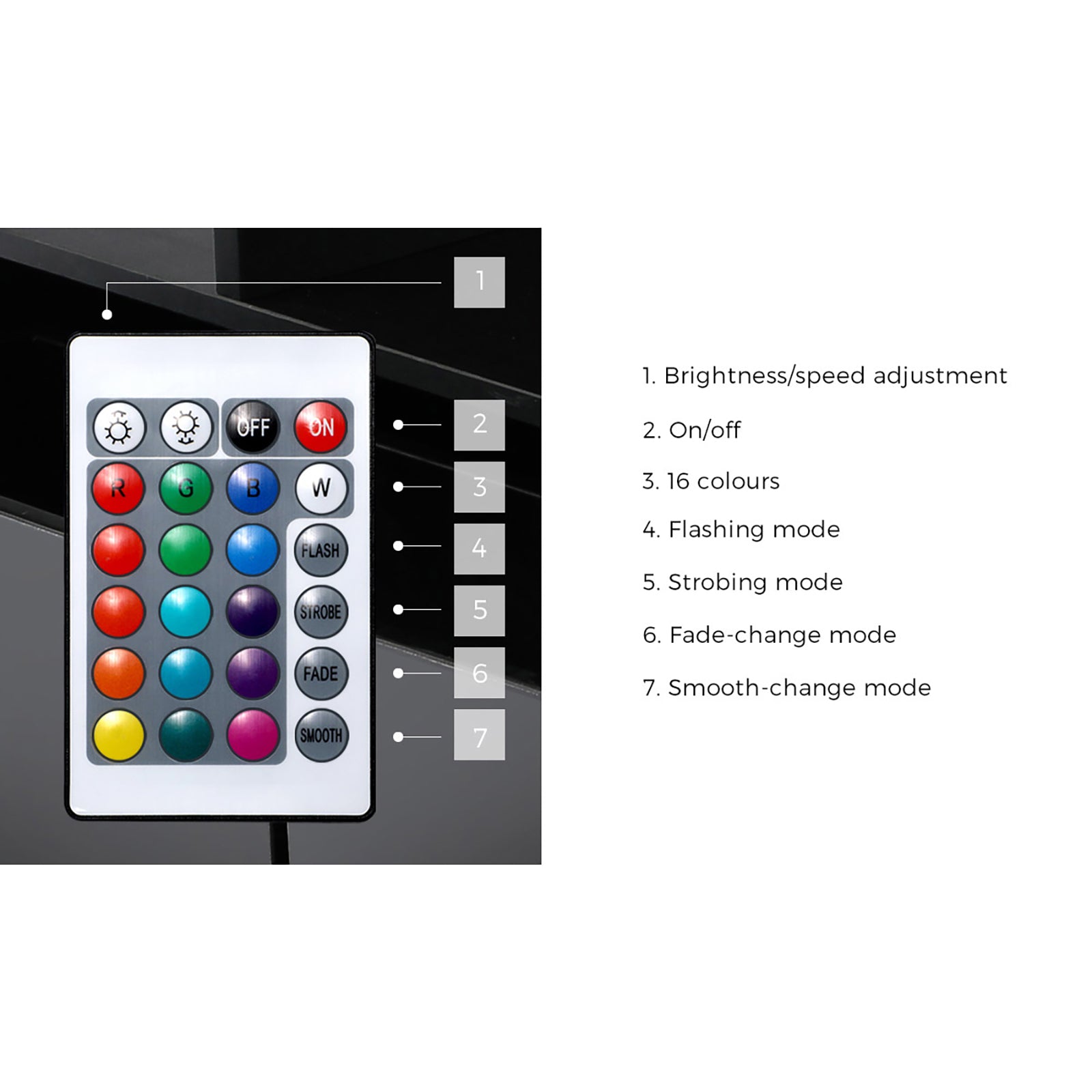 Oikiture TV Cabinet Entertainment Unit Stand RGB LED Storage Drawer Furniture - Sunyee