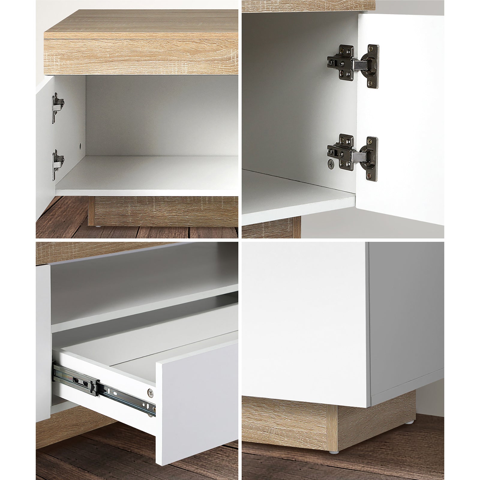 Oikiture TV Cabinet Entertainment Unit Stand RGB LED Storage Drawer Furniture - Sunyee