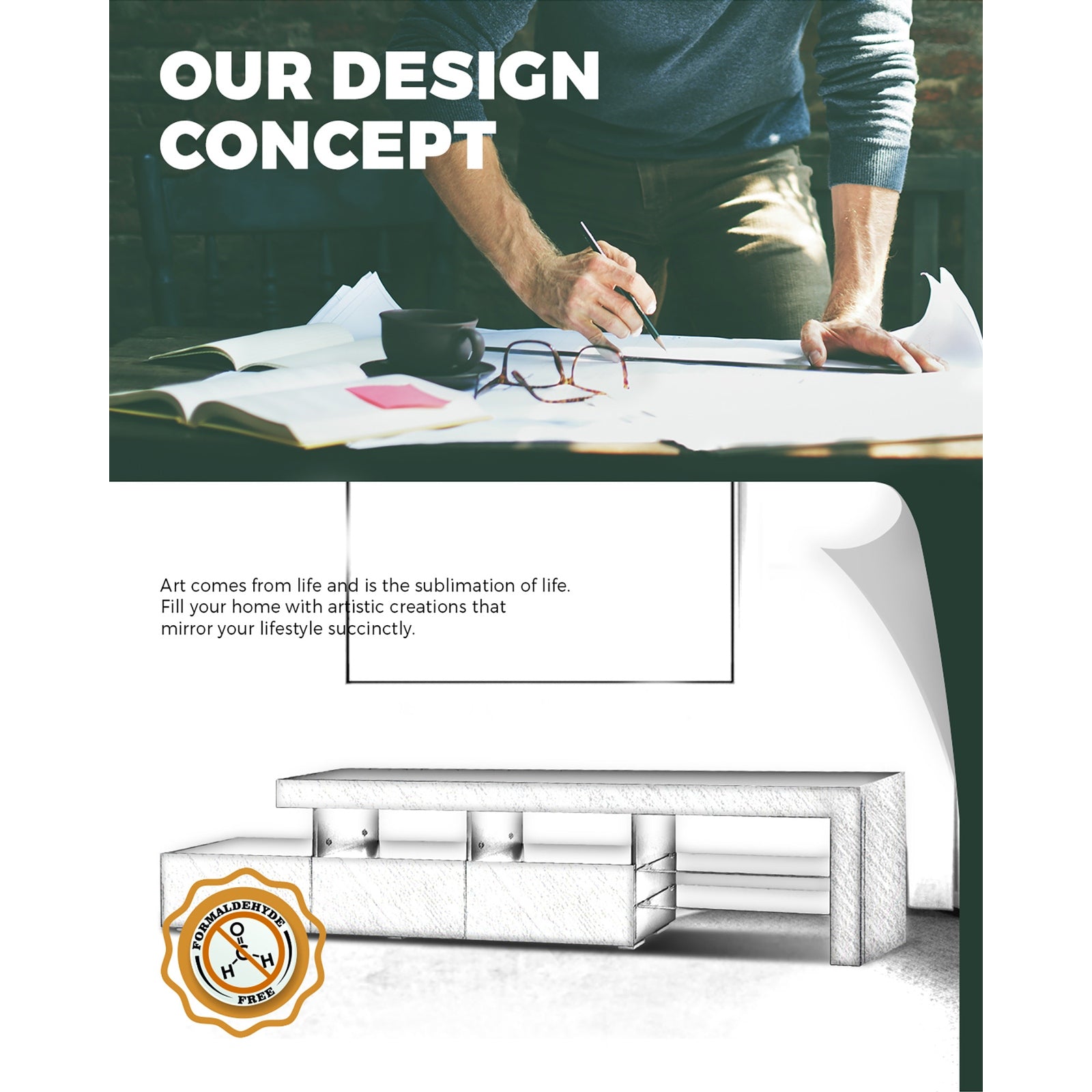 Oikiture TV Stand Cabinet LED Entertainment Unit Gloss Wooden 3 Drawers Black - Sunyee