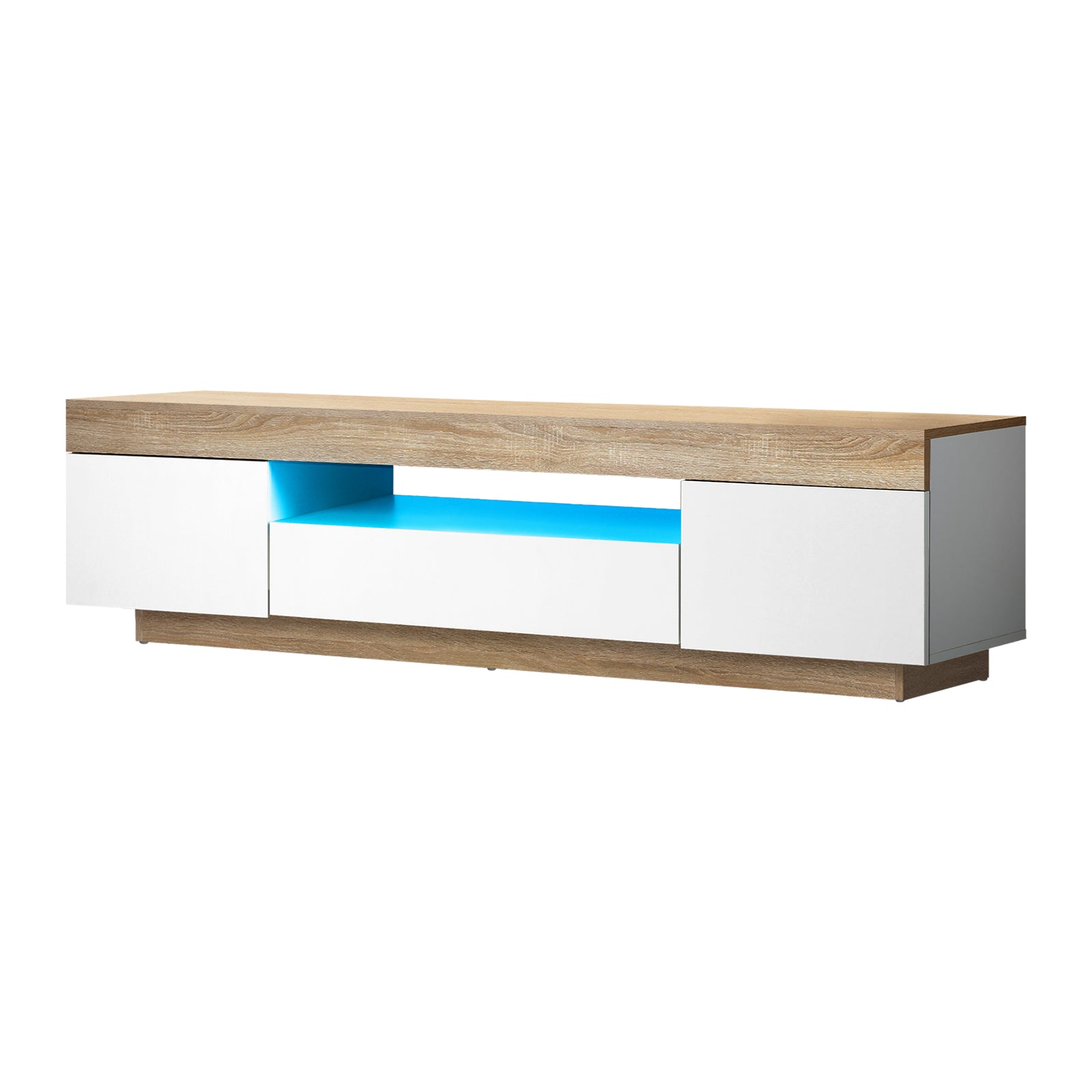 Oikiture TV Cabinet Entertainment Unit Stand RGB LED Storage Drawer Furniture - Sunyee