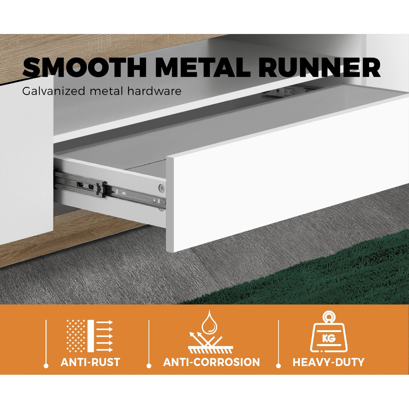 Oikiture TV Cabinet Entertainment Unit Stand RGB LED Storage Furniture 180cm - Sunyee