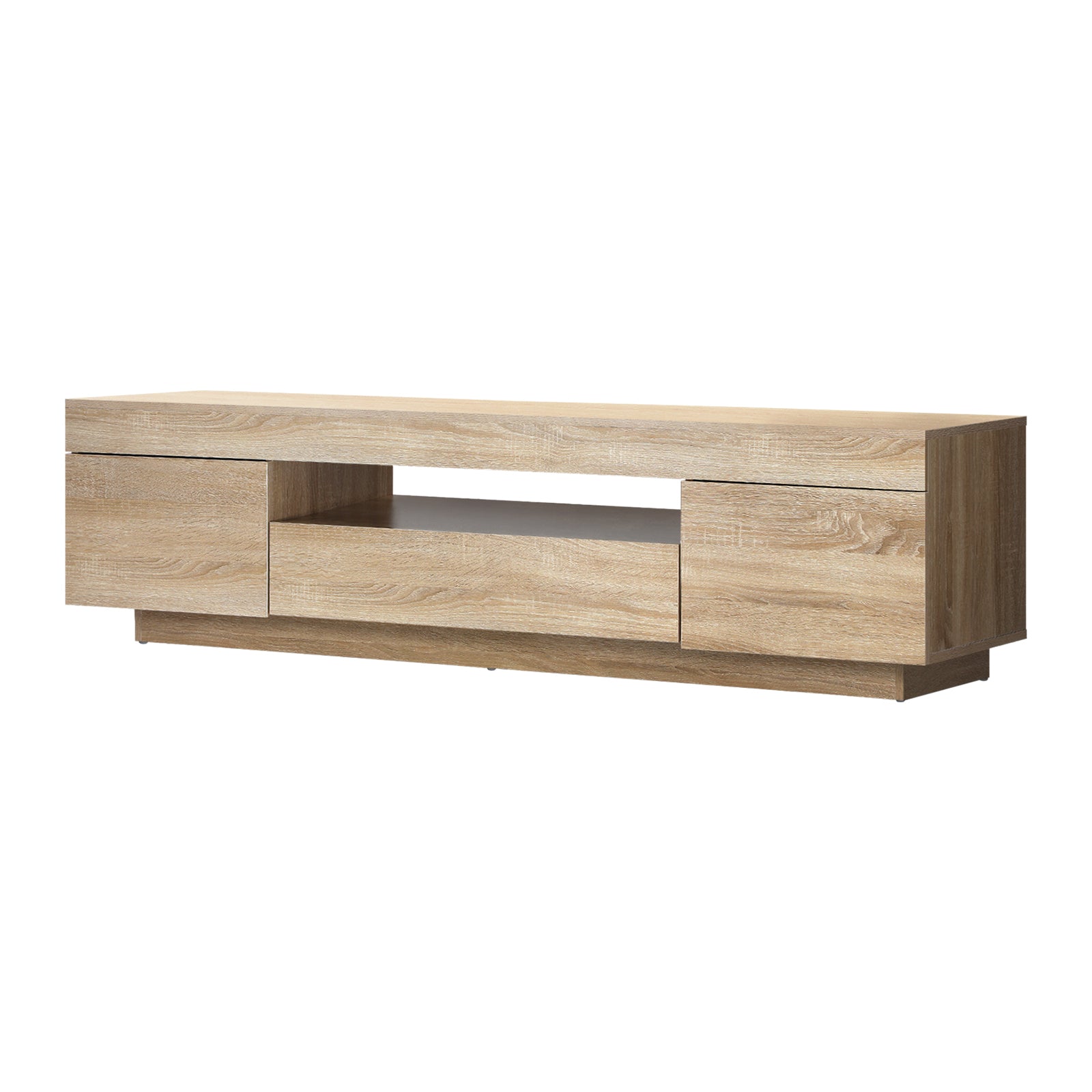 Oikiture TV Cabinet Entertainment Unit Stand RGB LED Storage Drawer Furniture - Sunyee