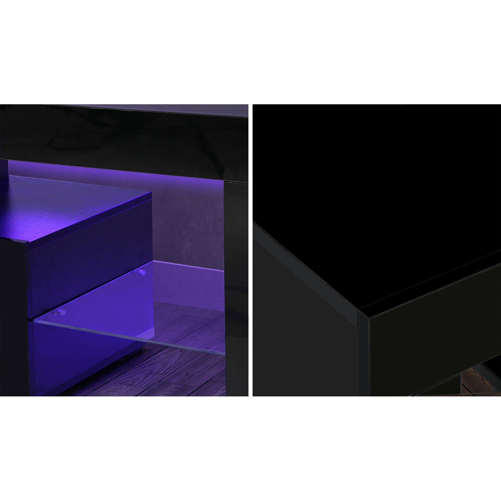 Oikiture TV Cabinet Entertainment Unit Stand LED RGB Gloss Furniture Black 180CM - Sunyee