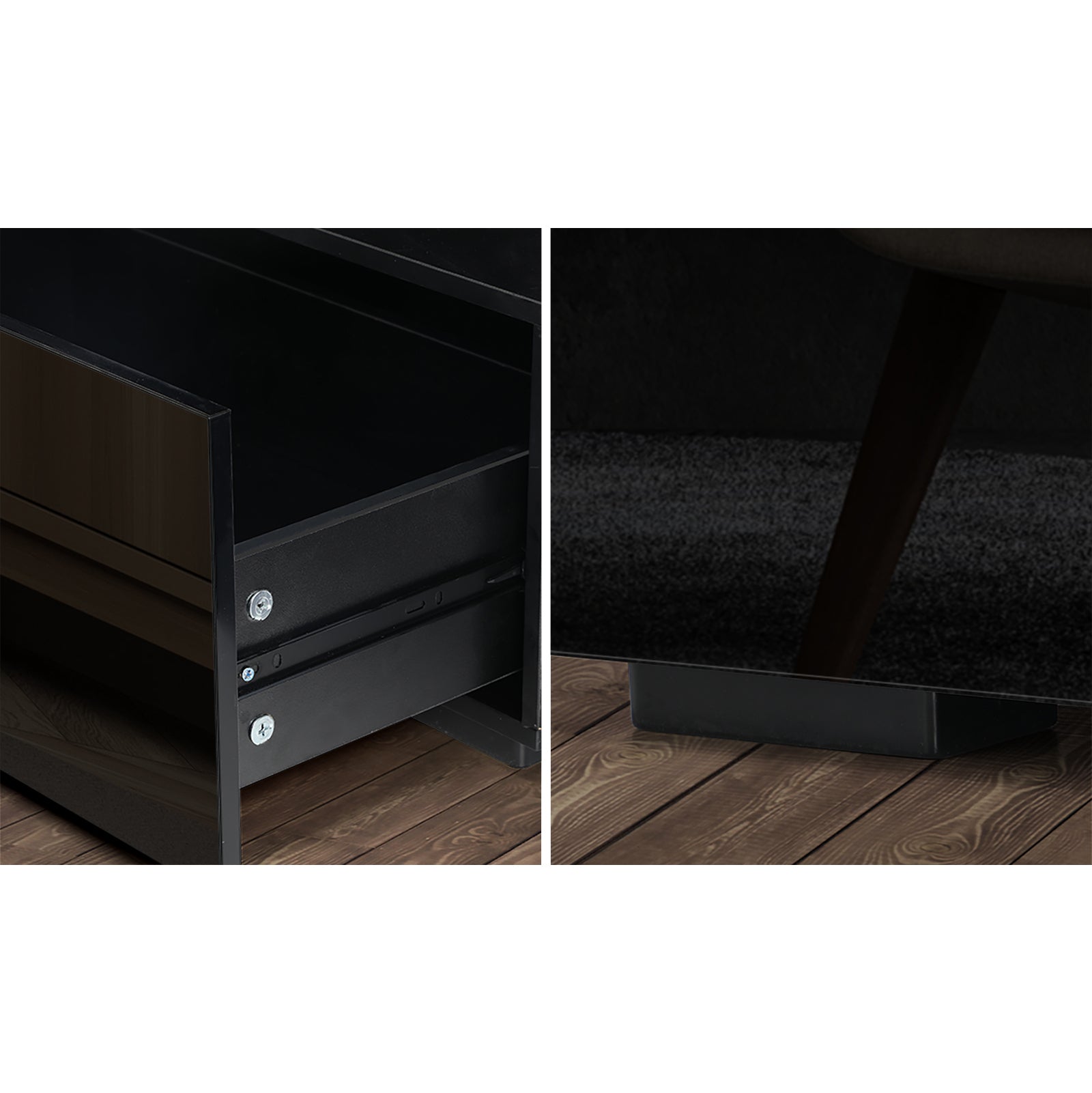 Oikiture TV Cabinet Entertainment Unit Stand LED RGB Gloss Furniture Black 180CM - Sunyee