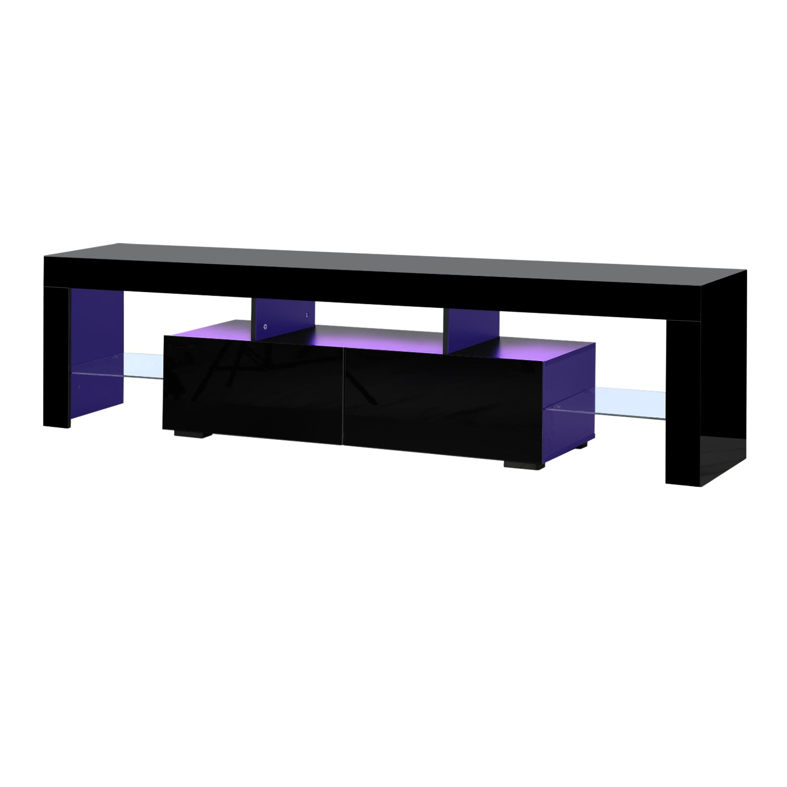 Oikiture TV Cabinet Entertainment Unit Stand LED RGB Gloss Storage Furniture - Sunyee