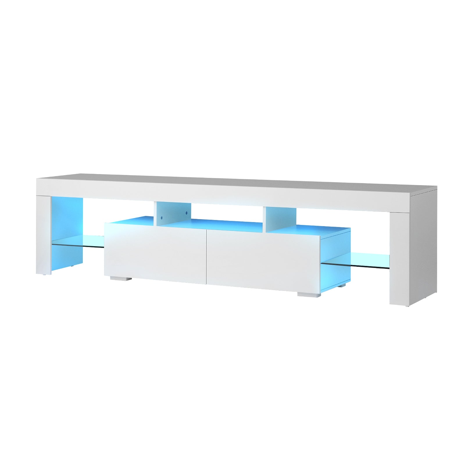 Oikiture TV Cabinet Entertainment Unit Stand LED RGB Gloss Storage Furniture - Sunyee
