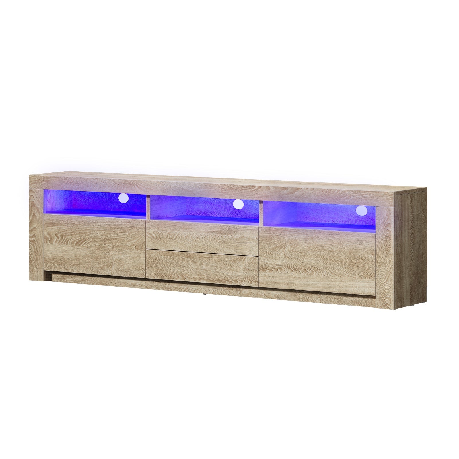 Oikiture TV Cabinet Entertainment Unit Stand RGB LED Storage Drawer Oak 180cm - Sunyee