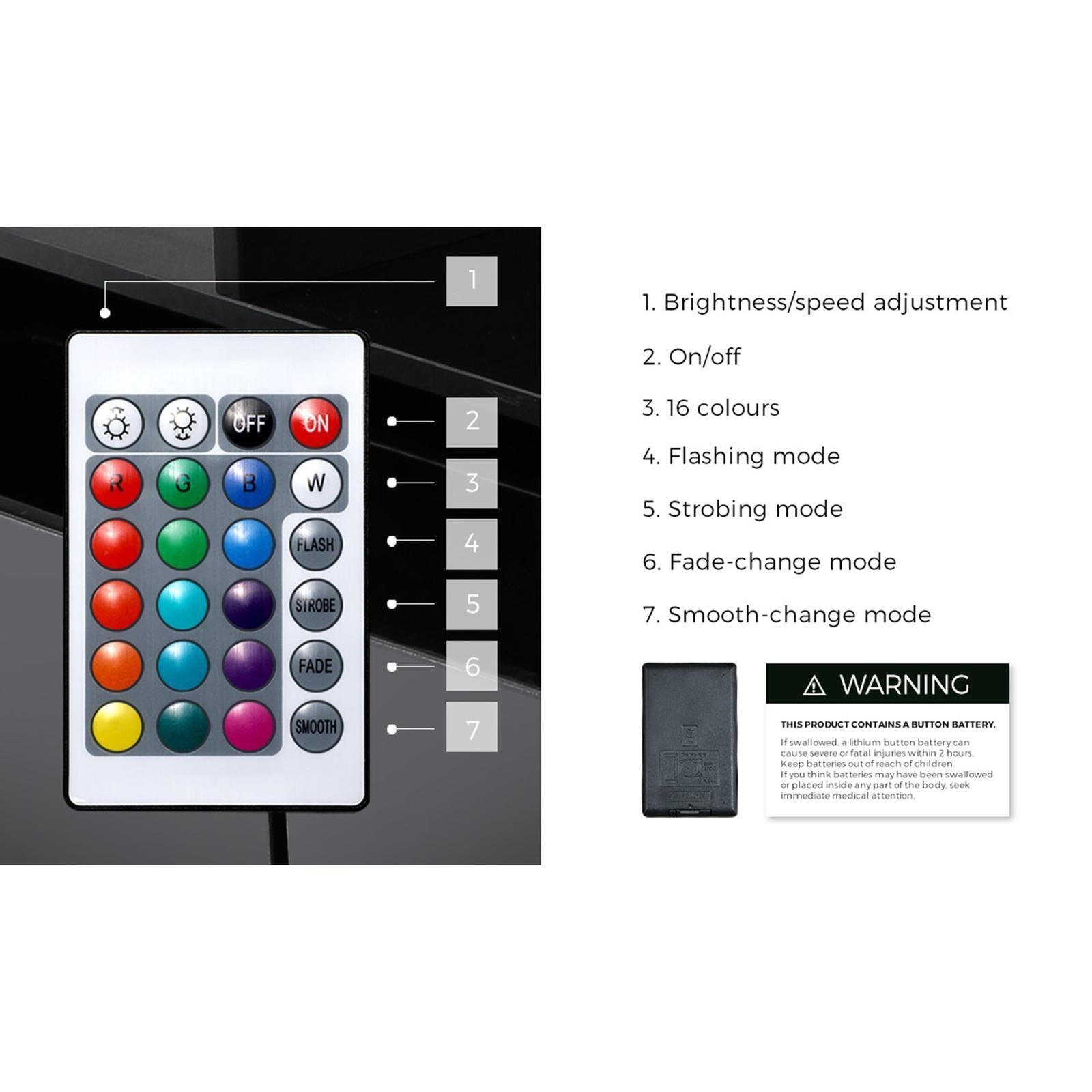 Oikiture TV Unit Entertainment Unit TV Cabinet Stand LED Gloss 180CM Black White - Sunyee