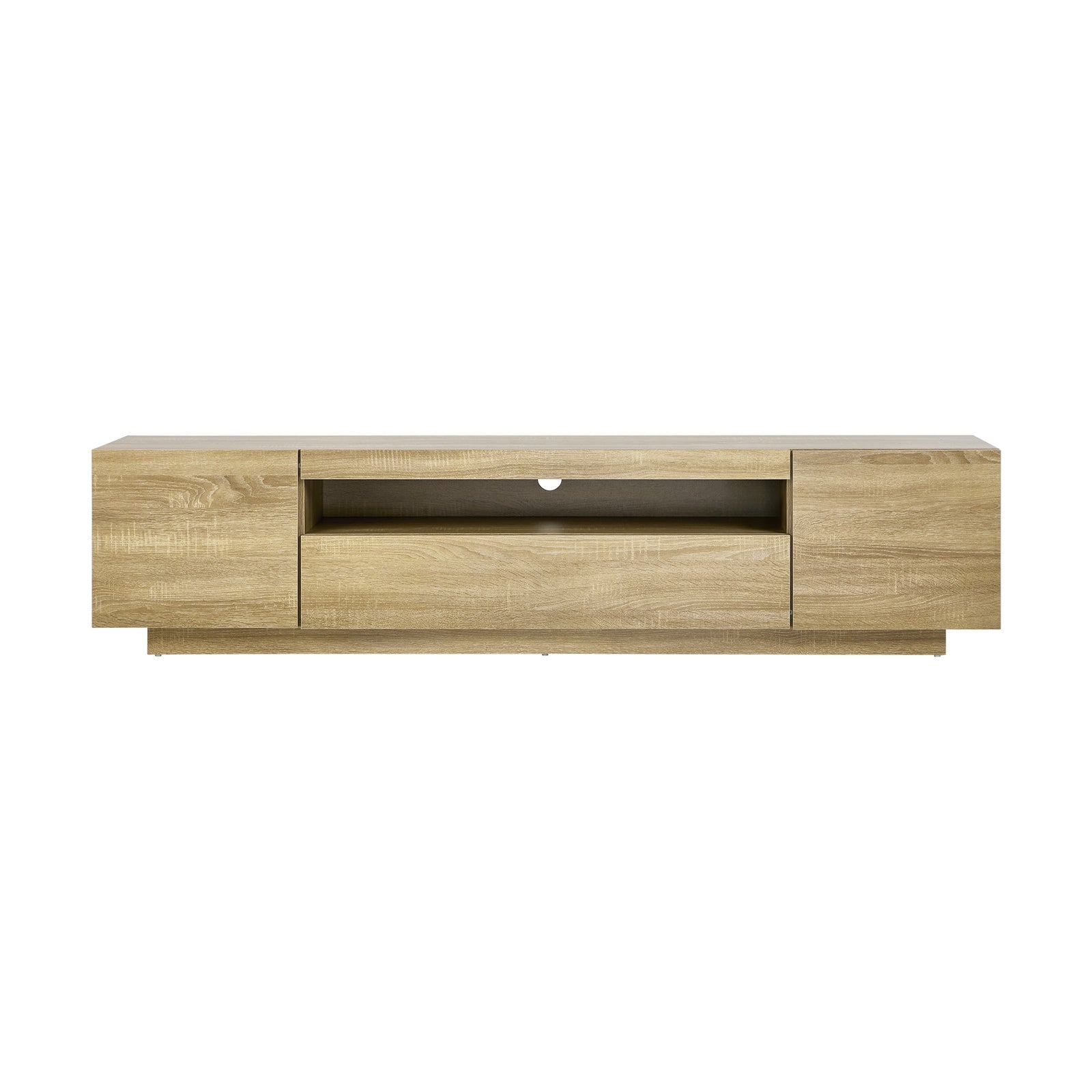Oikiture TV Cabinet Entertainment Unit Stand Storage Shelf LED RGB Natural 180cm - Sunyee