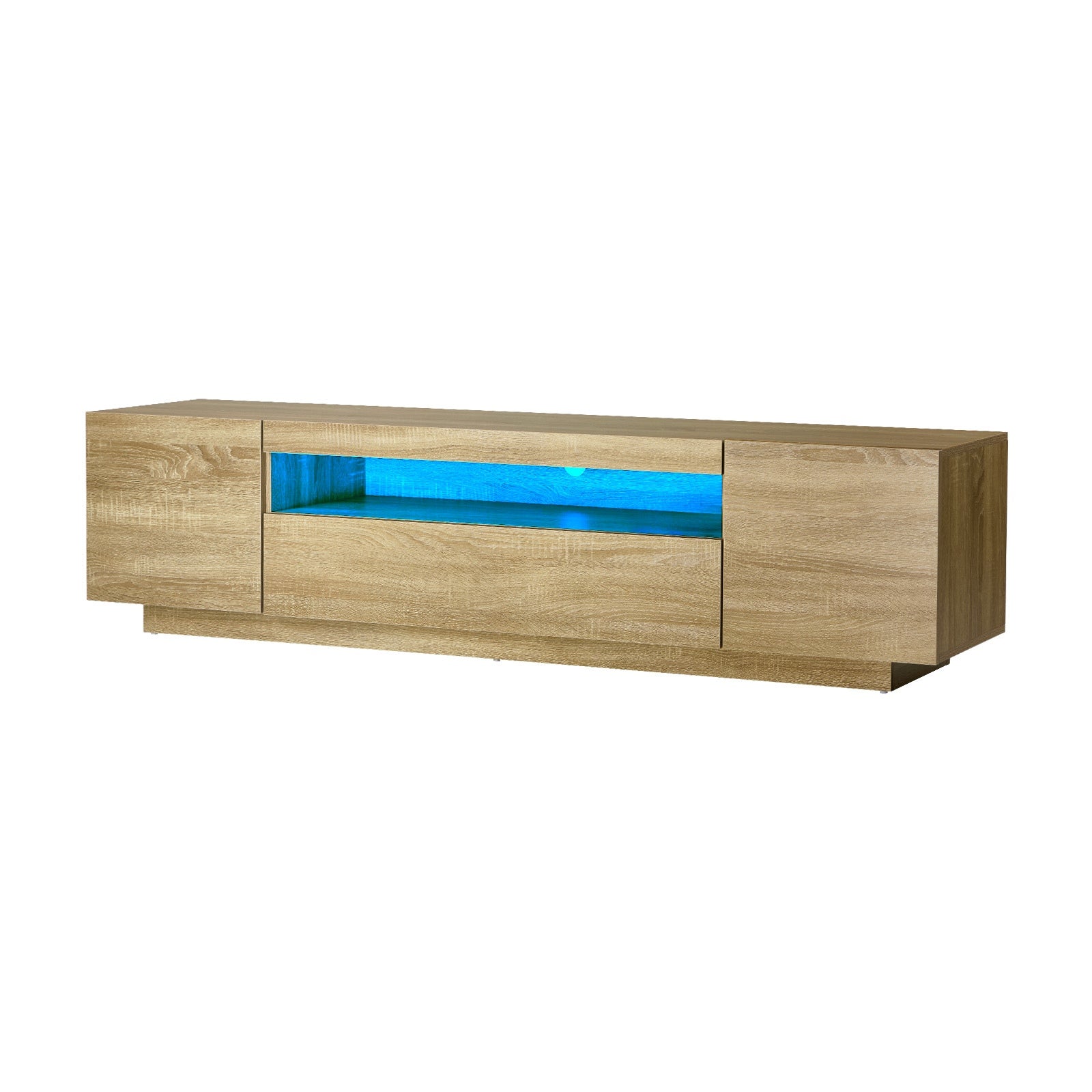 Oikiture TV Cabinet Entertainment Unit Stand Storage Shelf LED RGB Natural 180cm - Sunyee