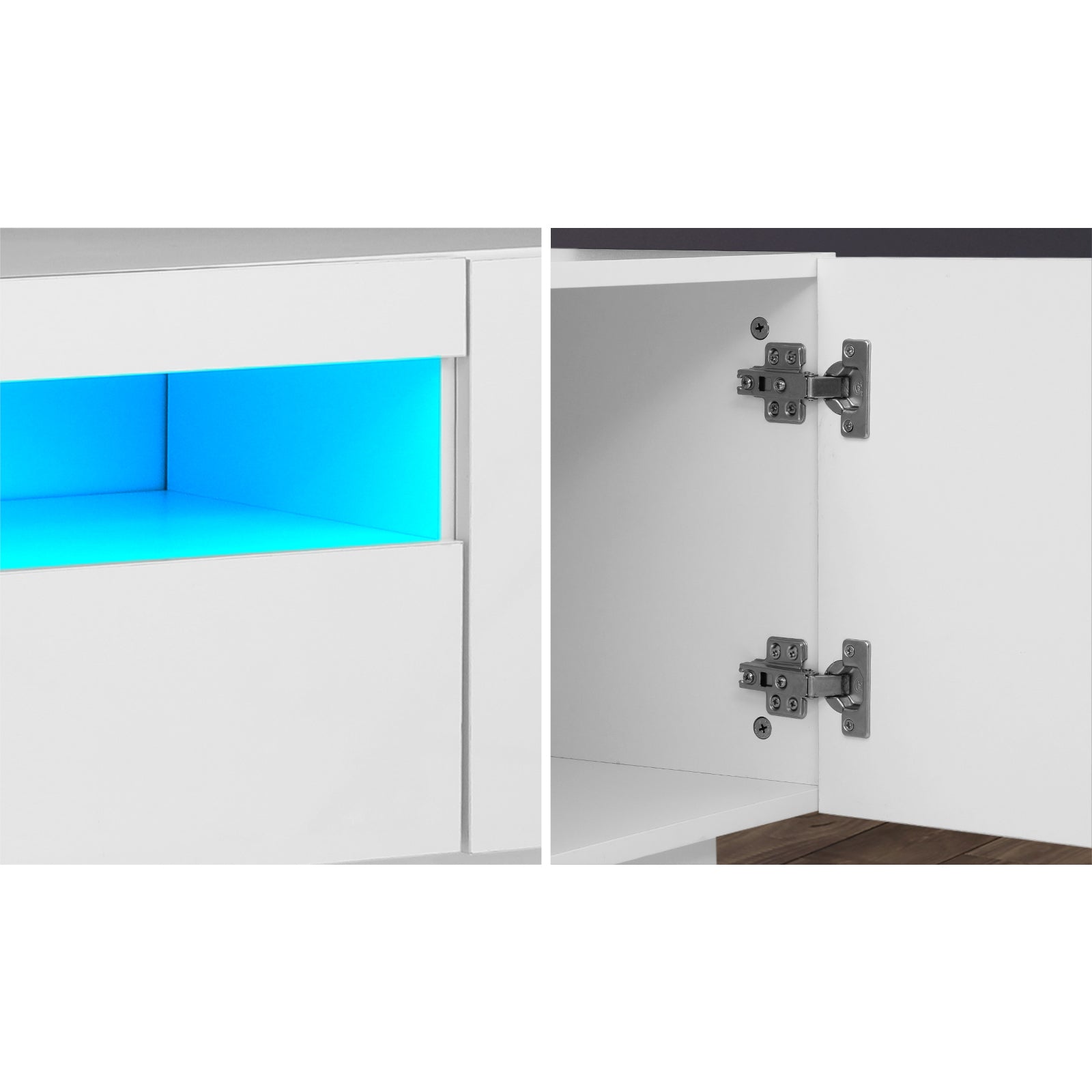 Oikiture TV Unit Entertainment Unit TV Cabinet Stand LED Gloss 180CM Black White - Sunyee