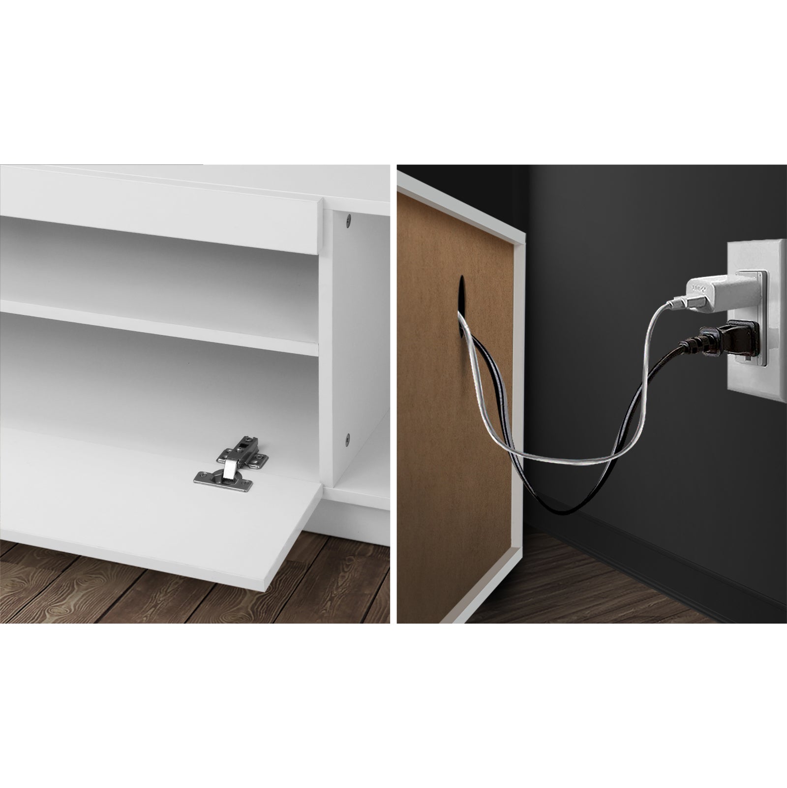 Oikiture TV Cabinet Entertainment Unit Stand Gloss RGB LED Furniture White 180CM - Sunyee