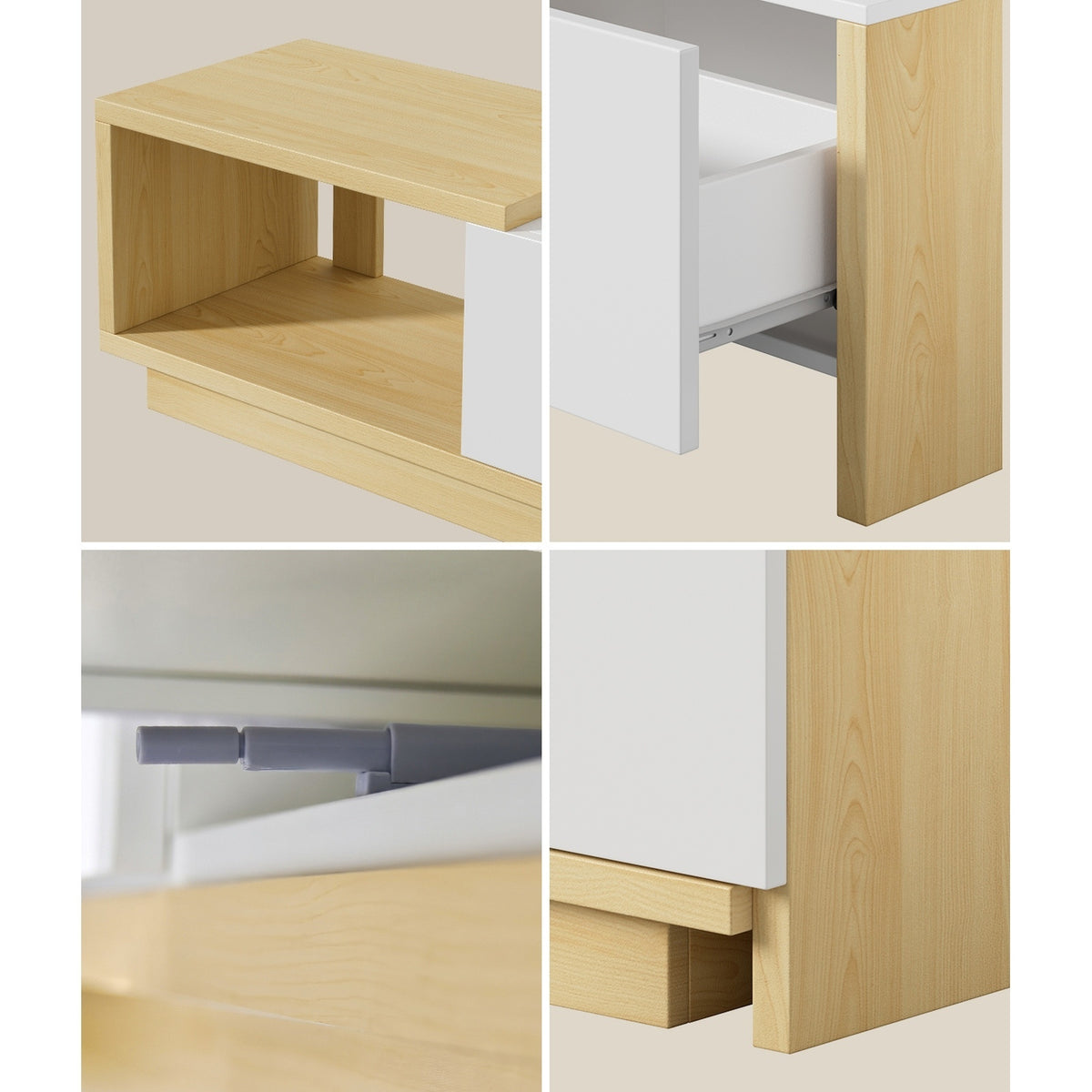 Oikiture 160-211cm Extendable TV Cabinet Entertainment Unit Stand with 3 Drawers