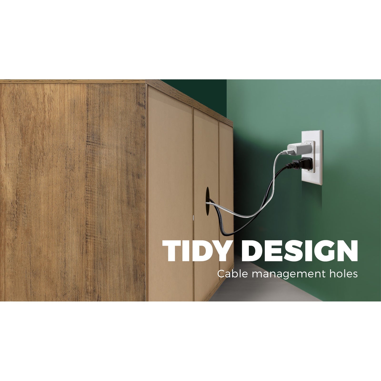 Oikiture 140cm TV Cabinet Entertainment Unit Stand Wooden Storage Industrial - Sunyee