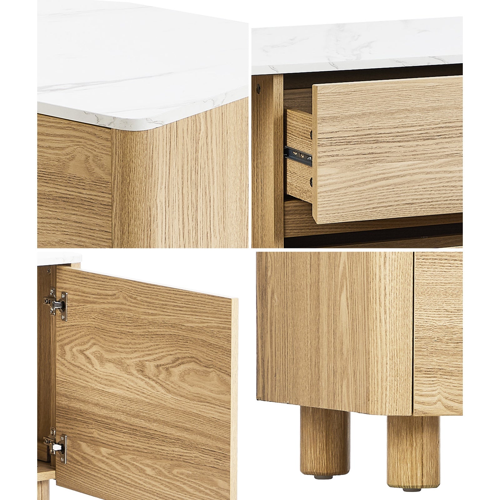 Oikiture TV Cabinet Entertainment Unit Stand 160cm Storage Drawer Natural - Sunyee