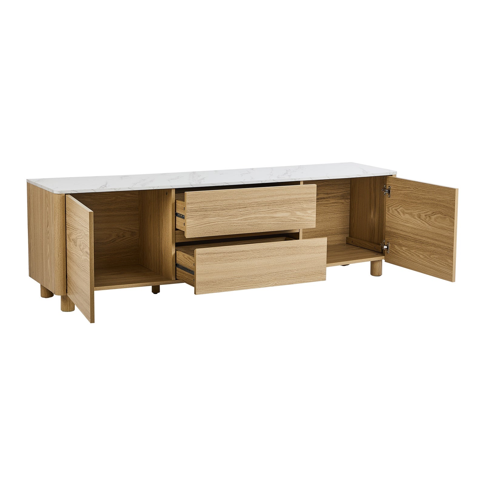 Oikiture TV Cabinet Entertainment Unit Stand 160cm Storage Drawer Natural - Sunyee