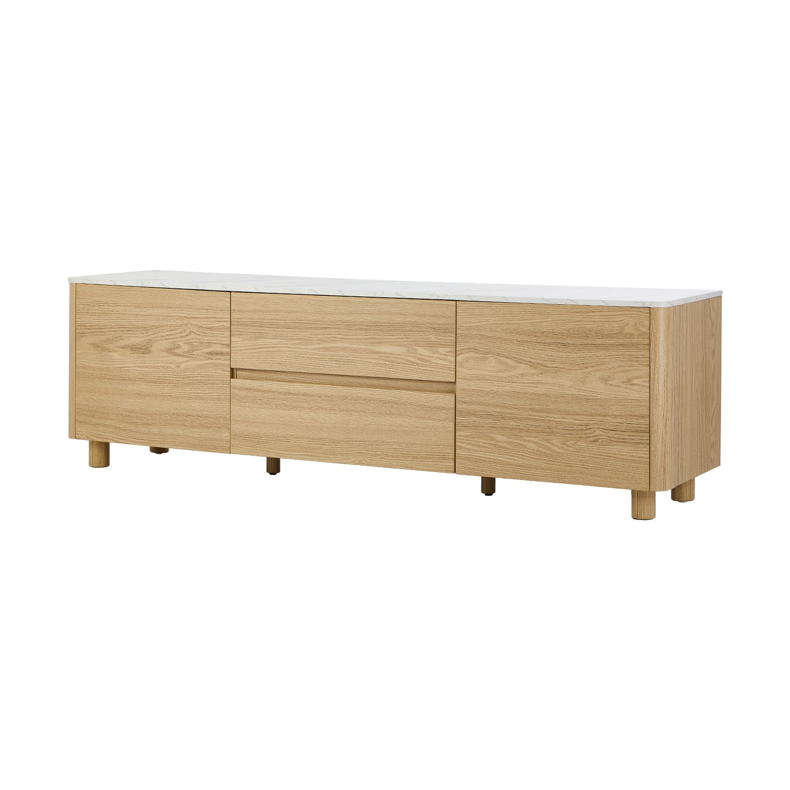Oikiture TV Cabinet Entertainment Unit Stand 160cm Storage Drawer Natural - Sunyee
