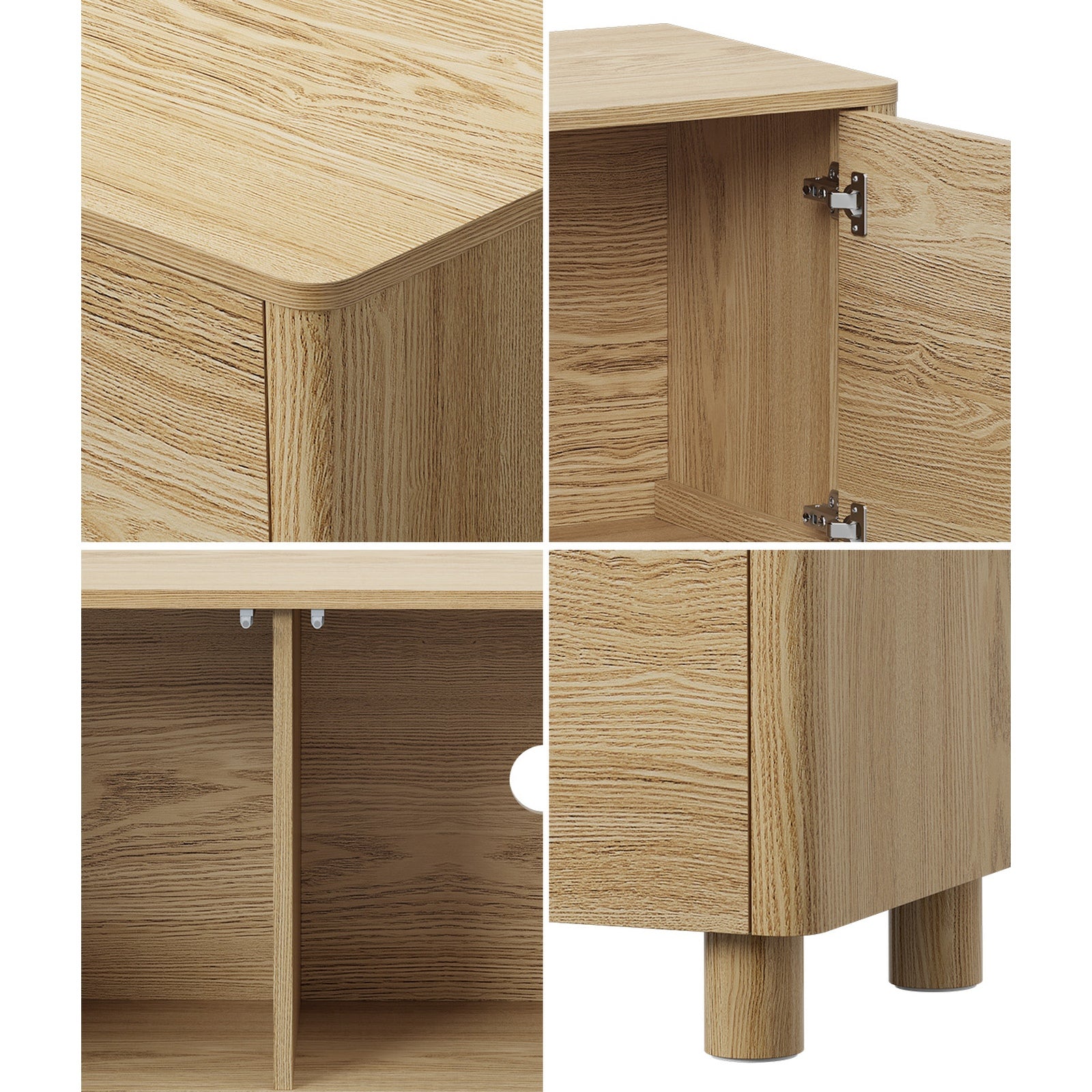 Oikiture TV Cabinet Entertainment Unit Stand 180cm Storage Shelves 4 Doors
