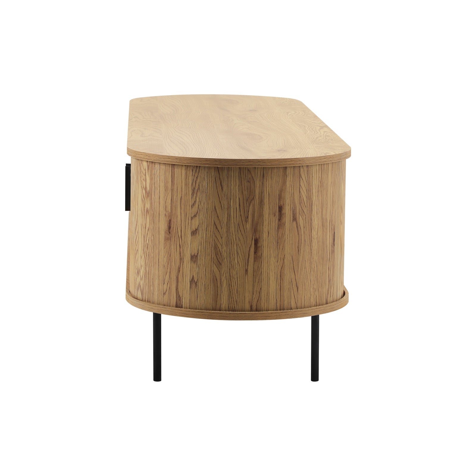 Oikiture TV Cabinet Entertainment Unit Stand 160cm Tambour Sliding Doors Oak - Sunyee