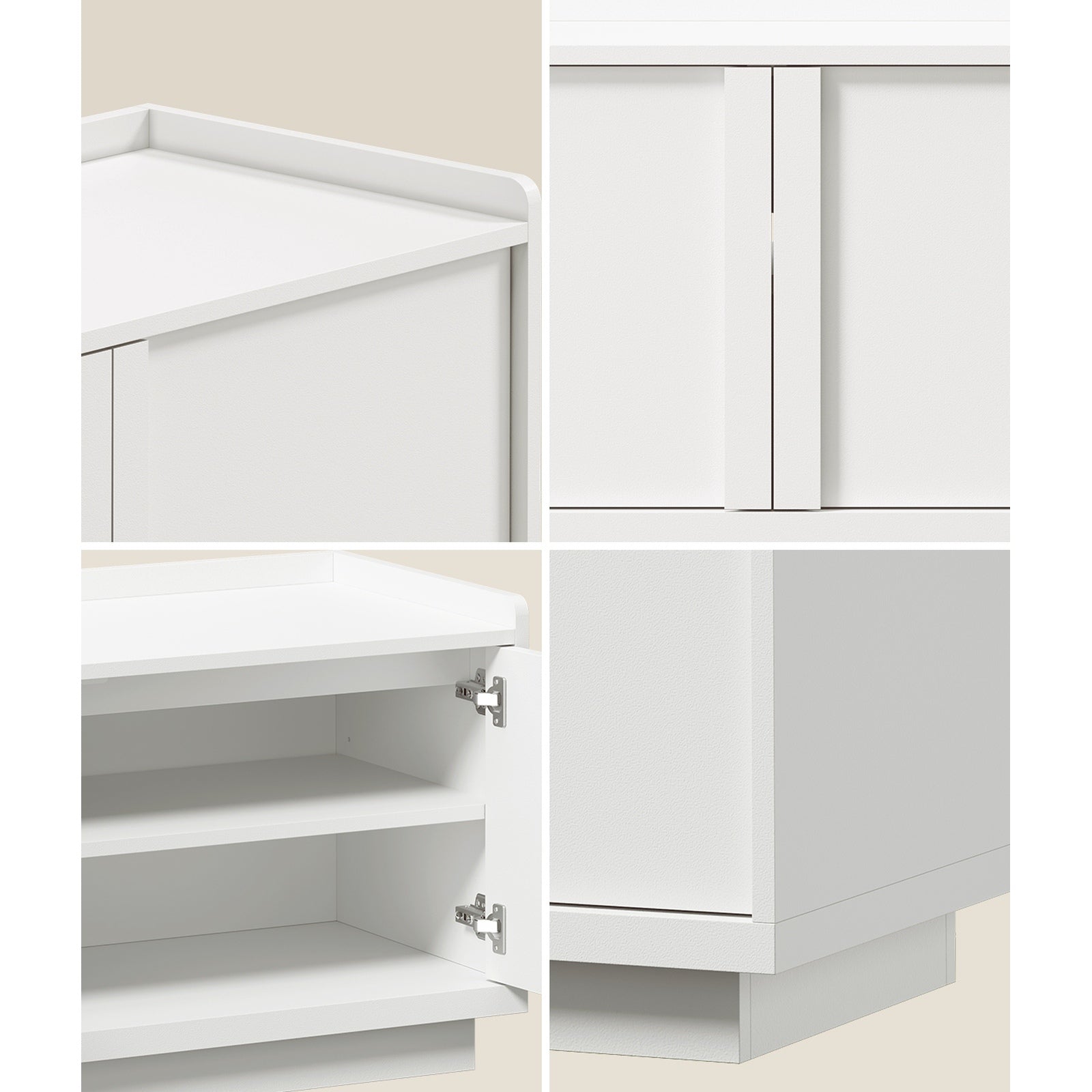 Oikiture 4 Door TV Cabinet 180cm Entertainment Unit Stand Storage Shelf White
