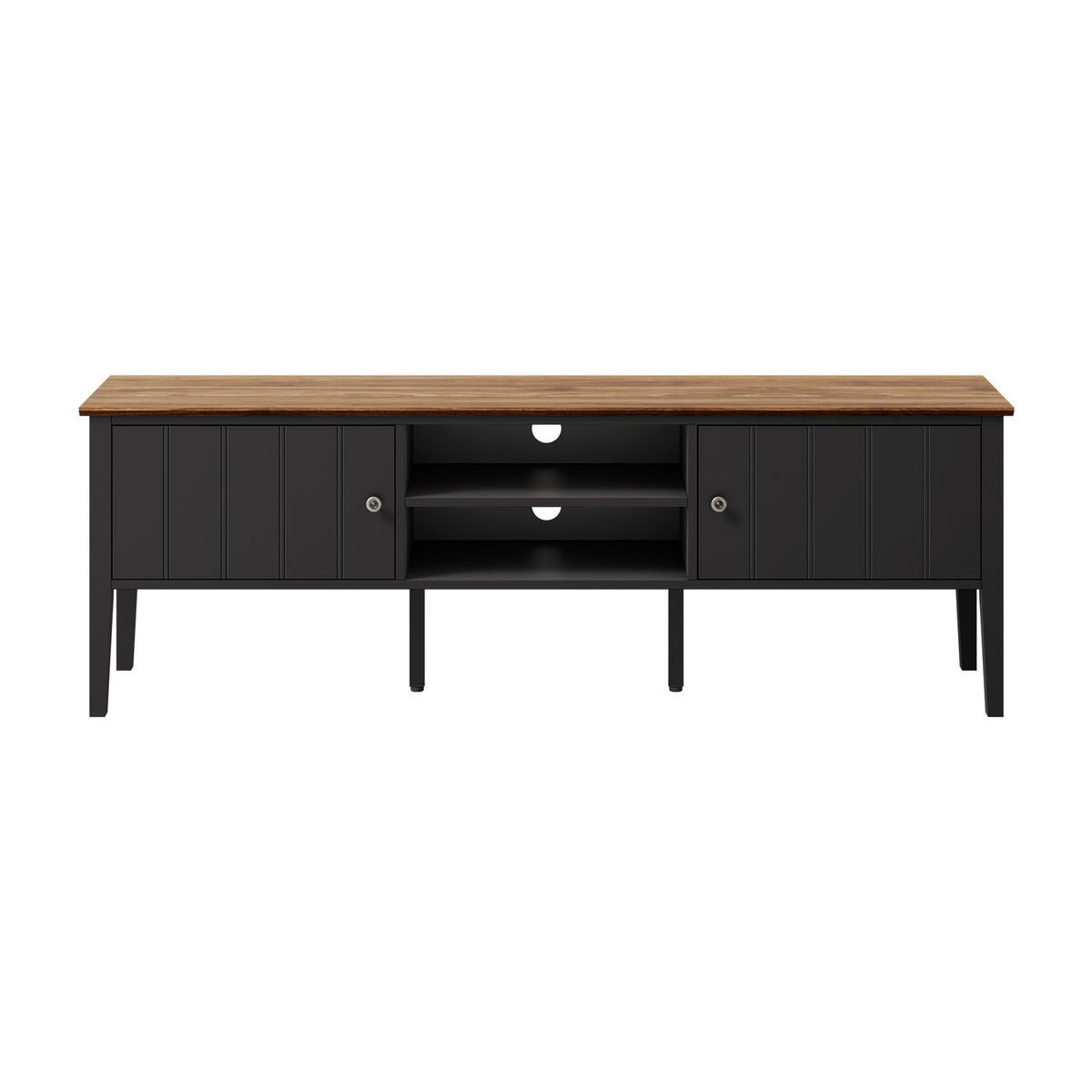 Oikiture TV Cabinet 150cm Entertainment Unit Stand Storage Shelves Black - Sunyee