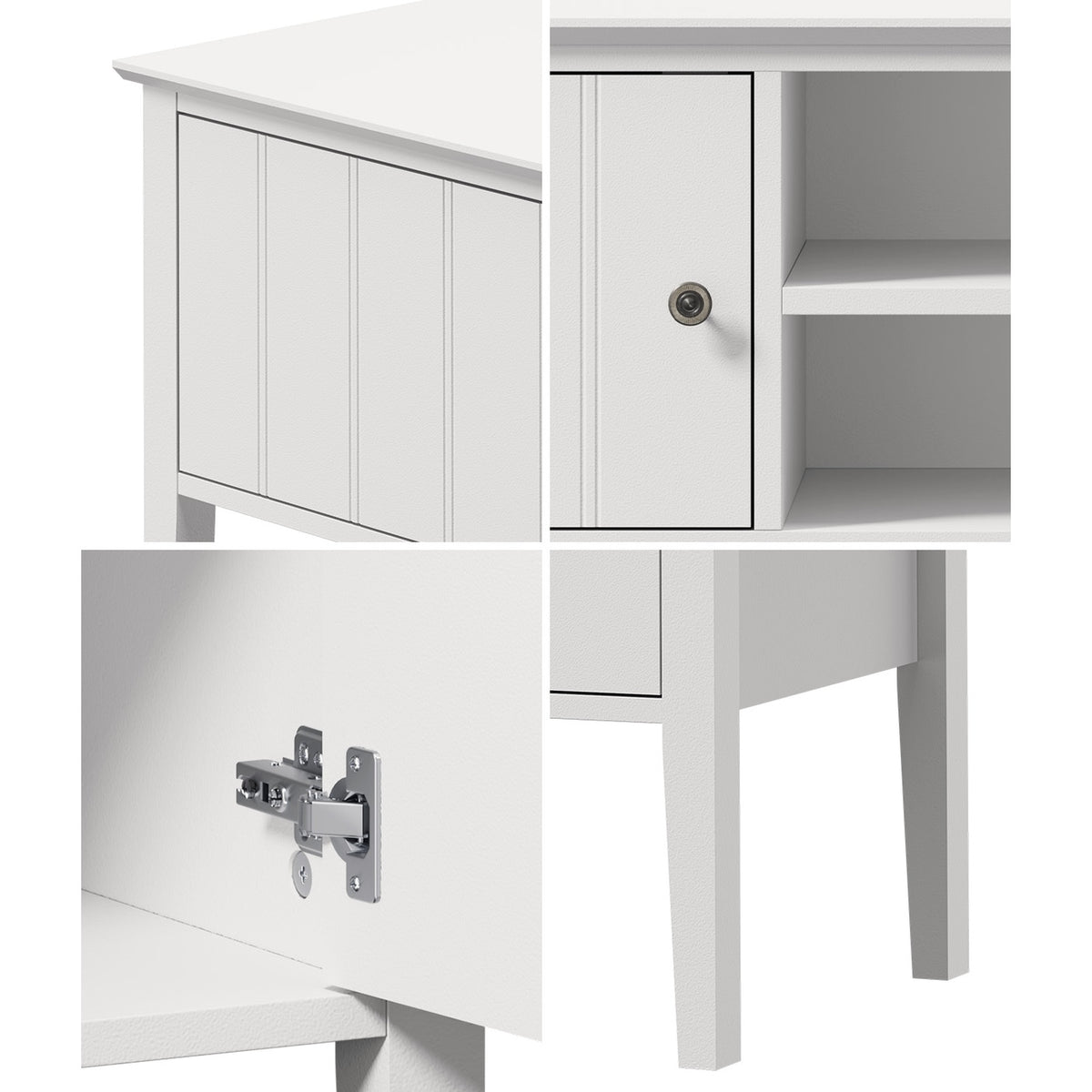Oikiture TV Cabinet 150cm Entertainment Unit Stand Storage Shelves White - Sunyee