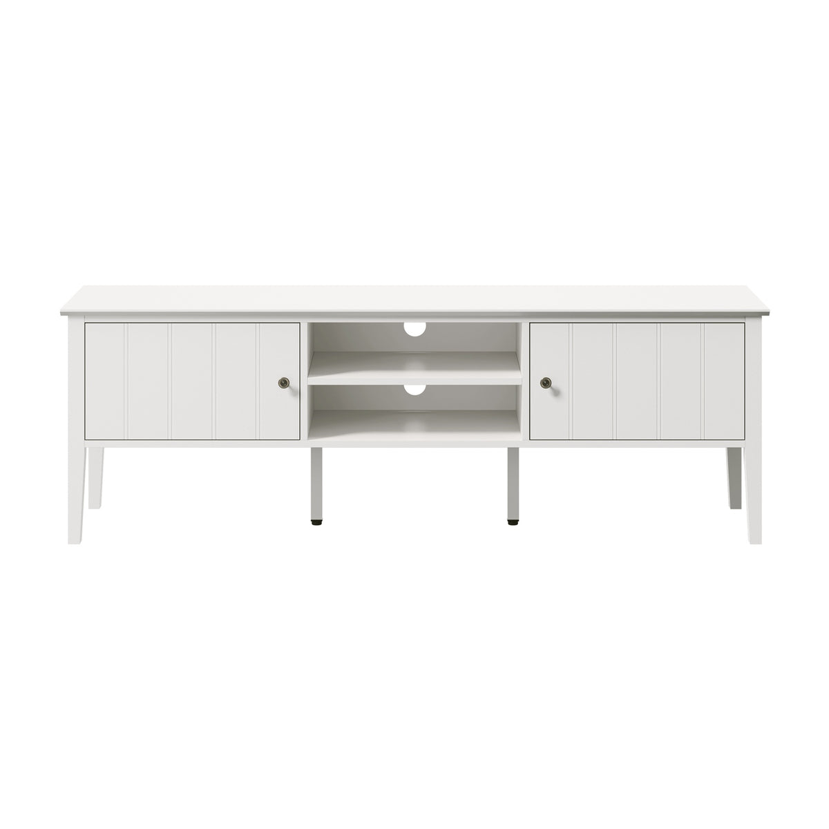 Oikiture TV Cabinet 150cm Entertainment Unit Stand Storage Shelves White - Sunyee