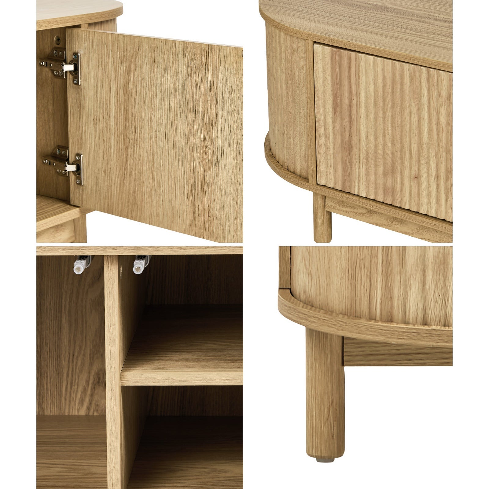 Oikiture Entertainment Unit TV Cabinet Stand Storage Shelves 160cm