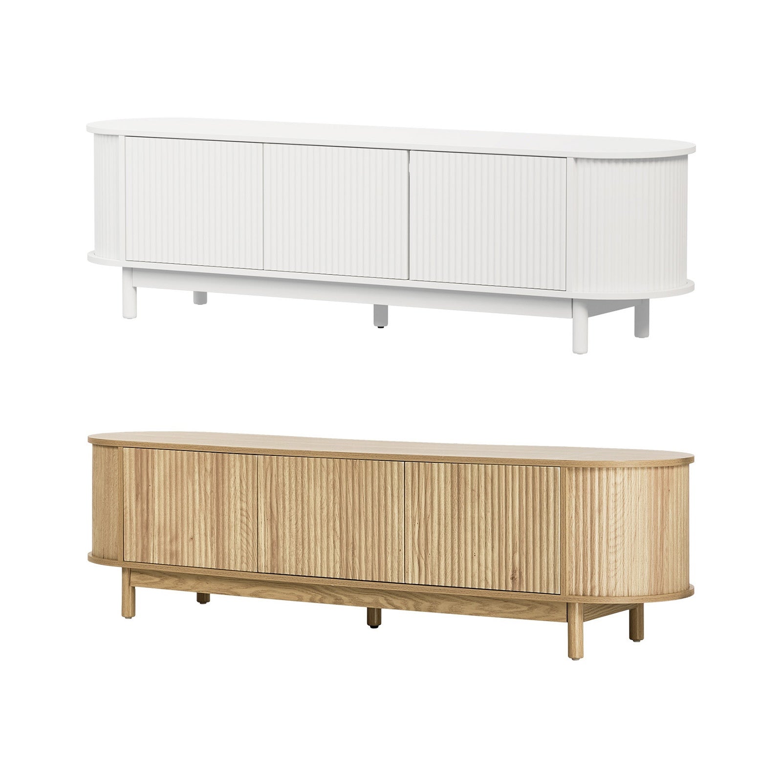 Oikiture Entertainment Unit TV Cabinet Stand Storage Shelves 160cm