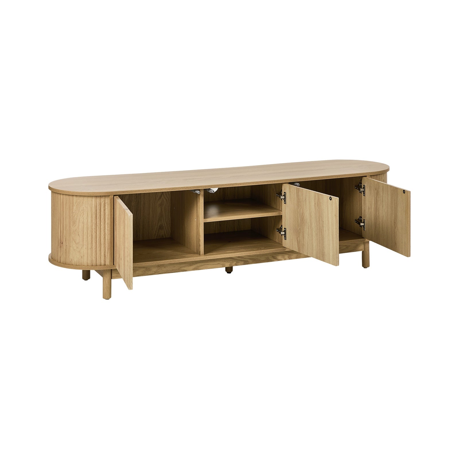 Oikiture TV Cabinet Entertainment Unit Stand 160cm Wooden Storage Shelf Natural