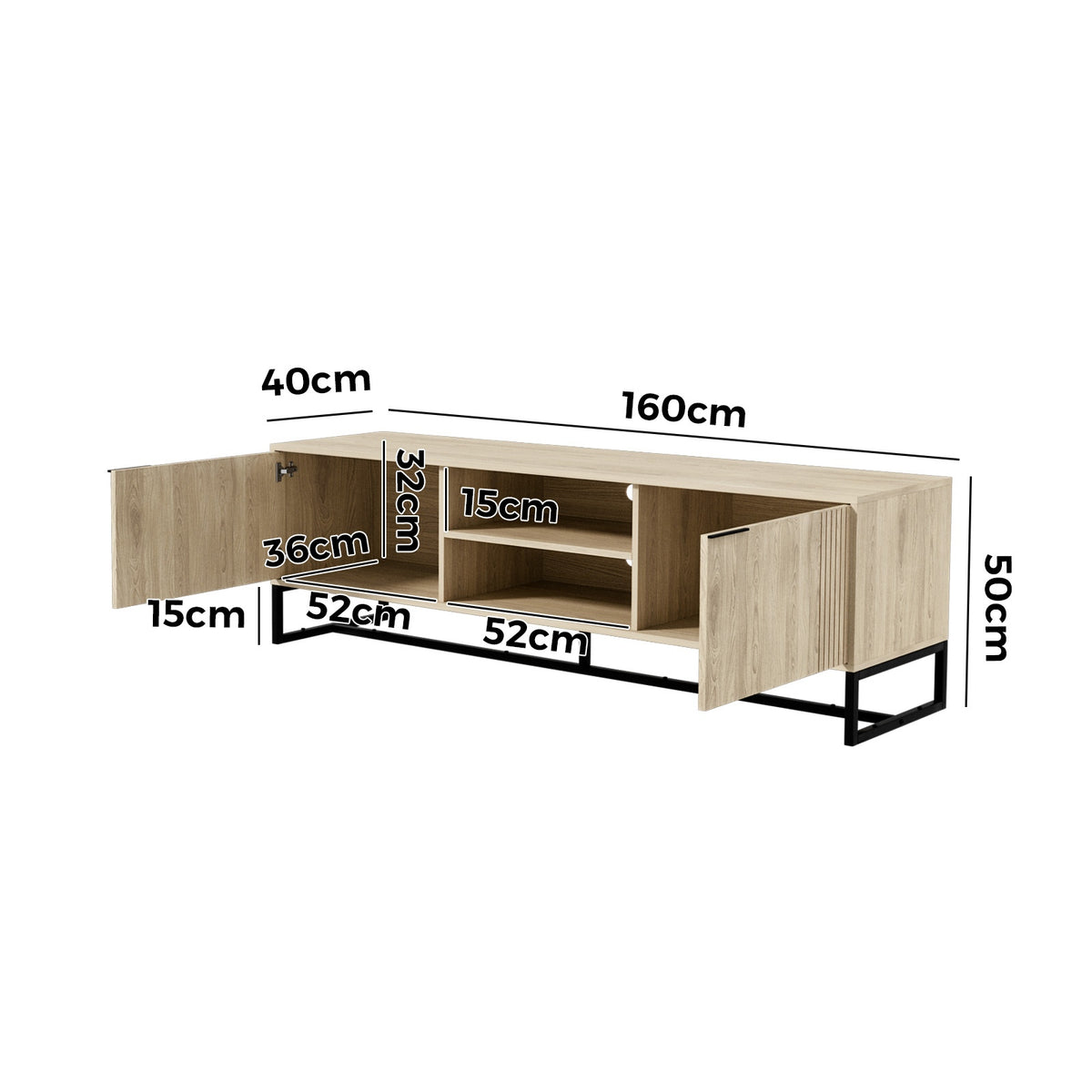 Oikiture TV Cabinet Entertainment Unit Stand Storage Drawer Shelf 160cm Oak - Sunyee