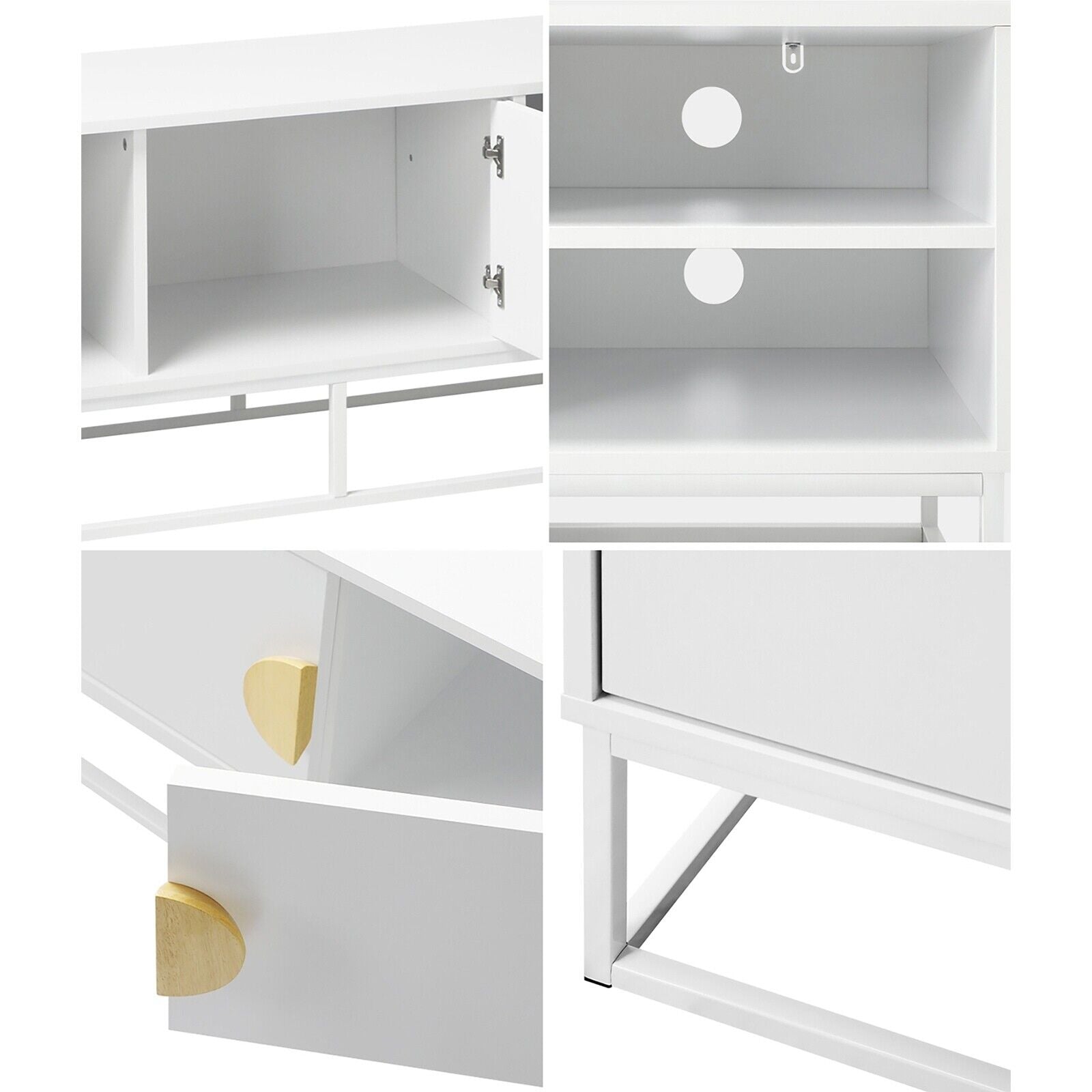 Oikiture TV Cabinet Entertainment Unit Stand Storage Two Door Shelf White 140CM - Sunyee
