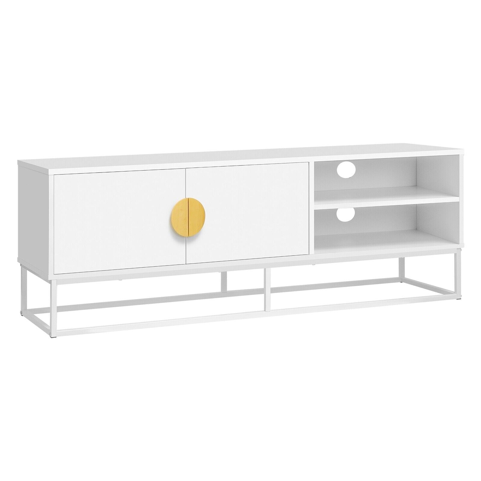 Oikiture TV Cabinet Entertainment Unit Stand Storage Two Door Shelf White 140CM - Sunyee
