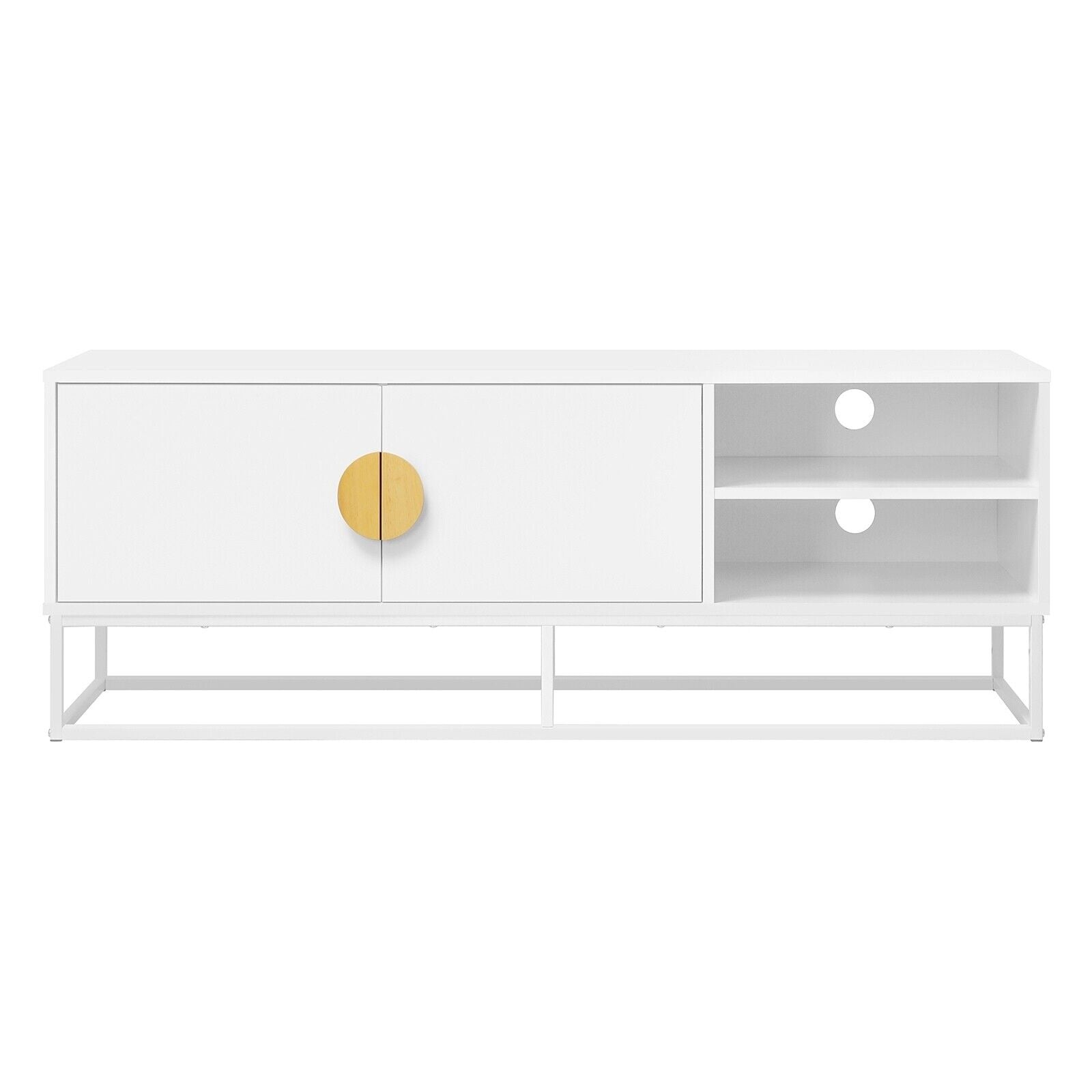 Oikiture TV Cabinet Entertainment Unit Stand Storage Two Door Shelf White 140CM - Sunyee