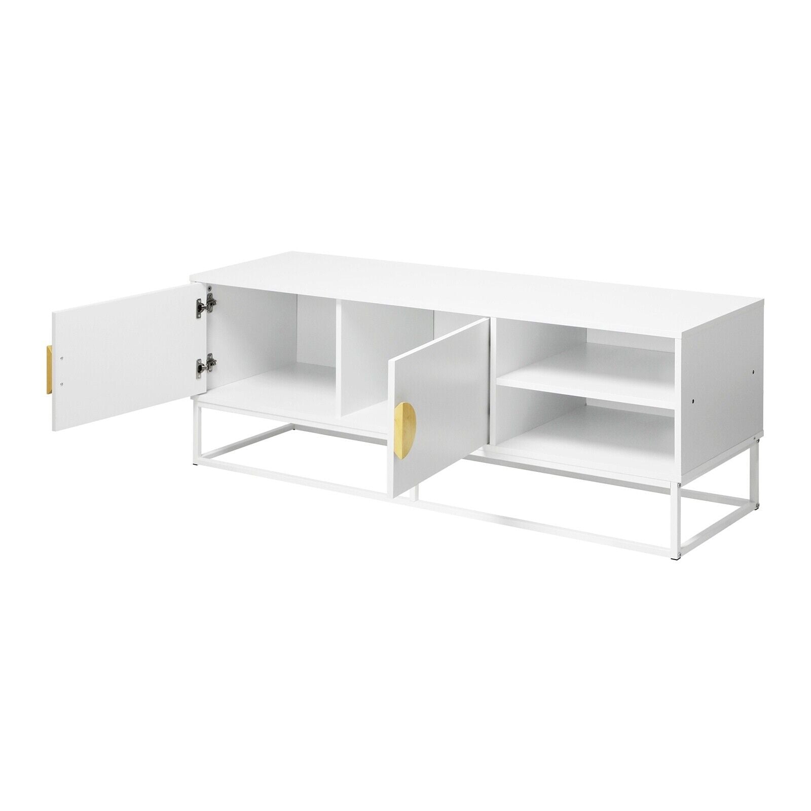 Oikiture TV Cabinet Entertainment Unit Stand Storage Two Door Shelf White 140CM - Sunyee