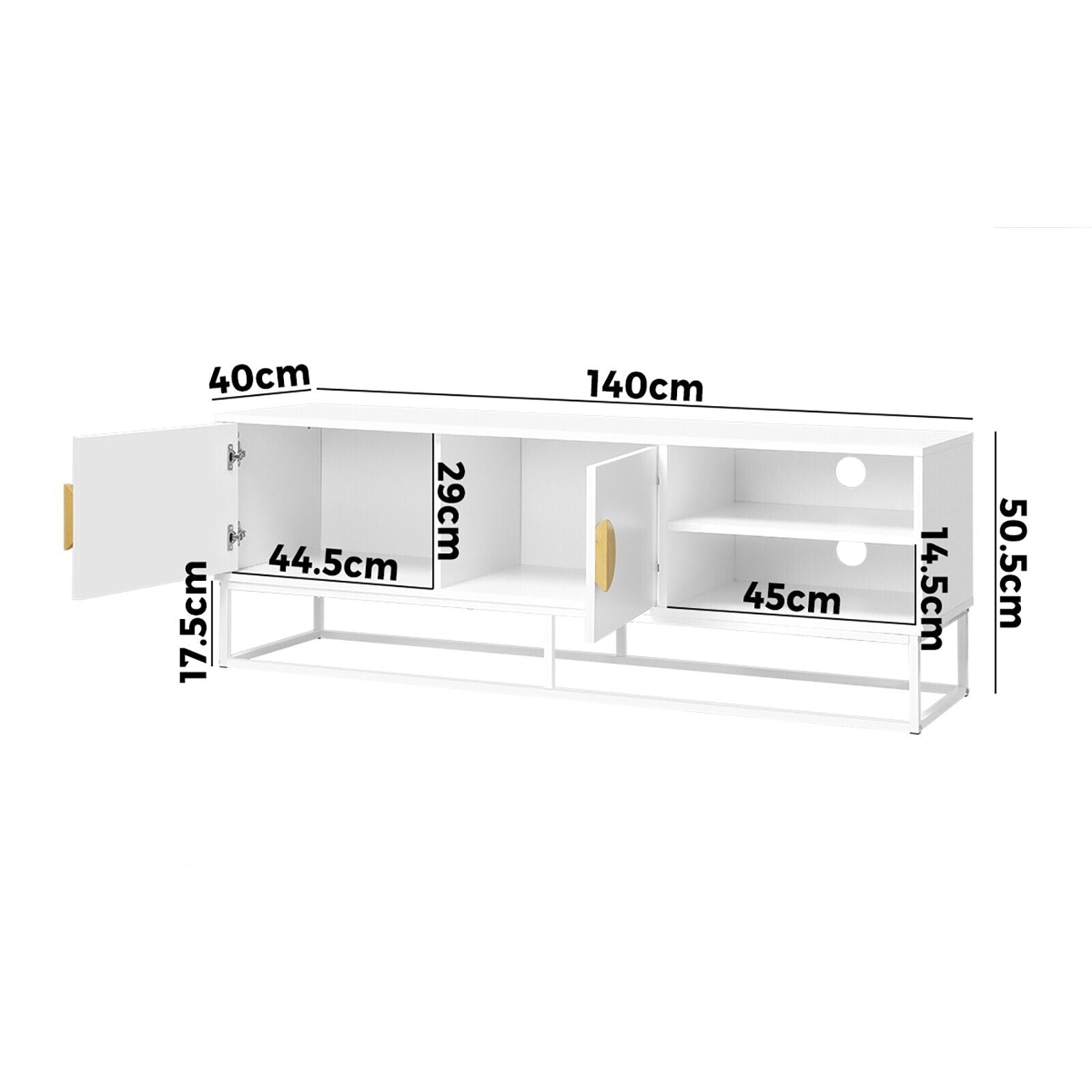Oikiture TV Cabinet Entertainment Unit Stand Storage Two Door Shelf White 140CM - Sunyee