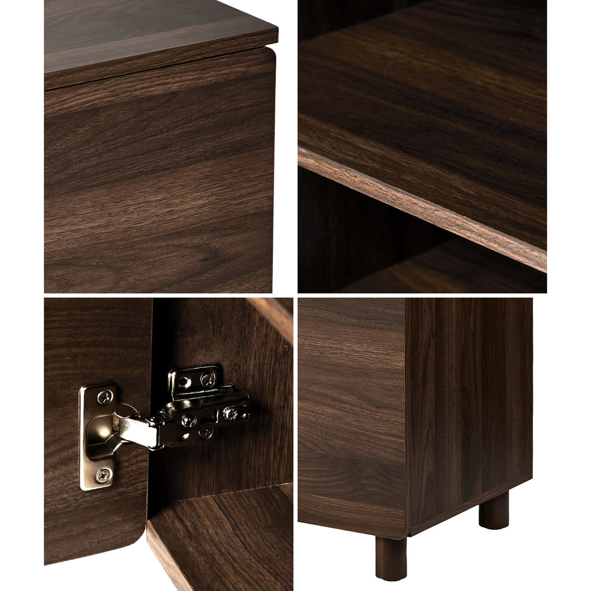 Oikiture 180cm TV Cabinet 4 Door Entertainment Unit Stand Storage Shelves Walnut