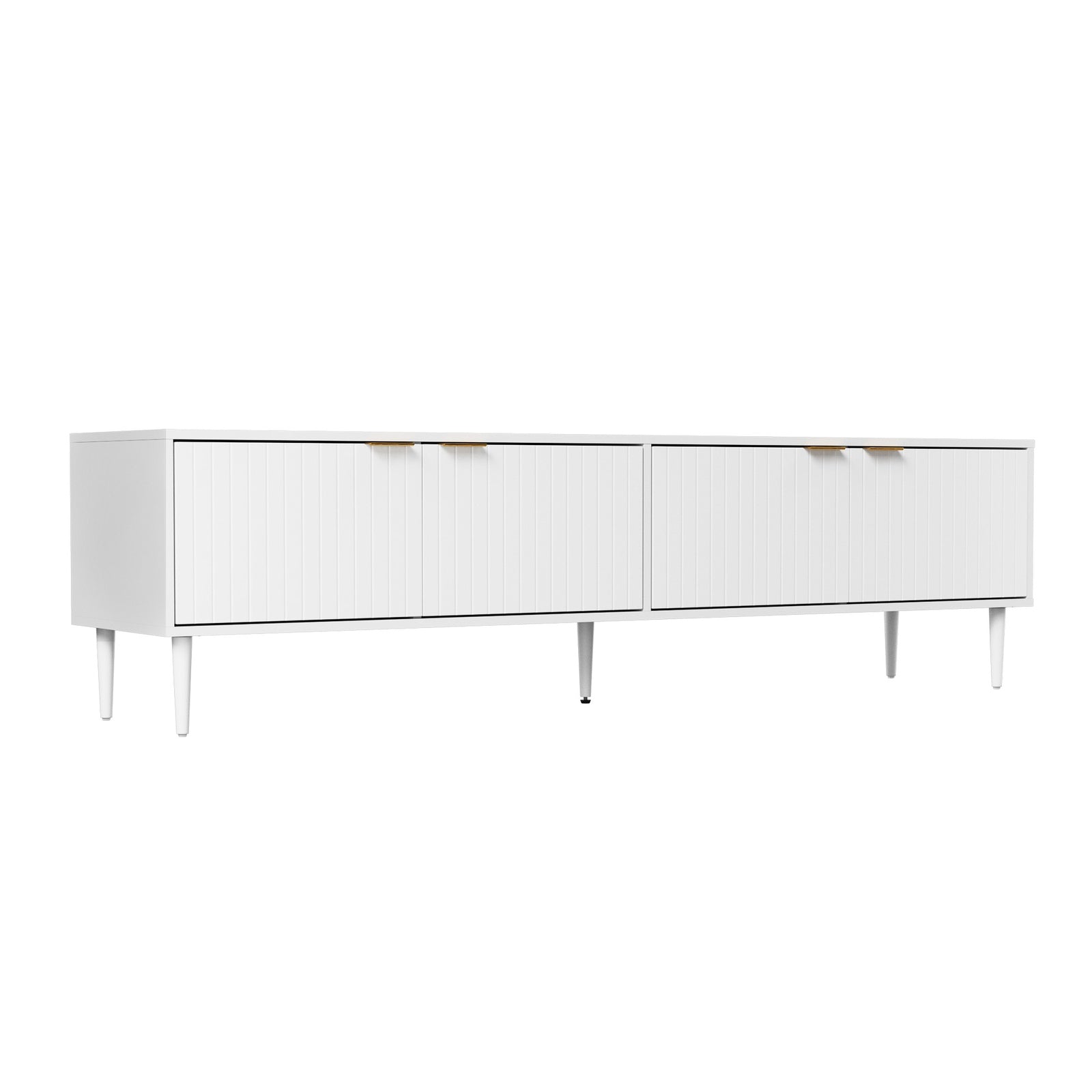 Oikiture TV Cabinet Entertainment Unit Stand 180cm Storage Shelf Four Door White - Sunyee